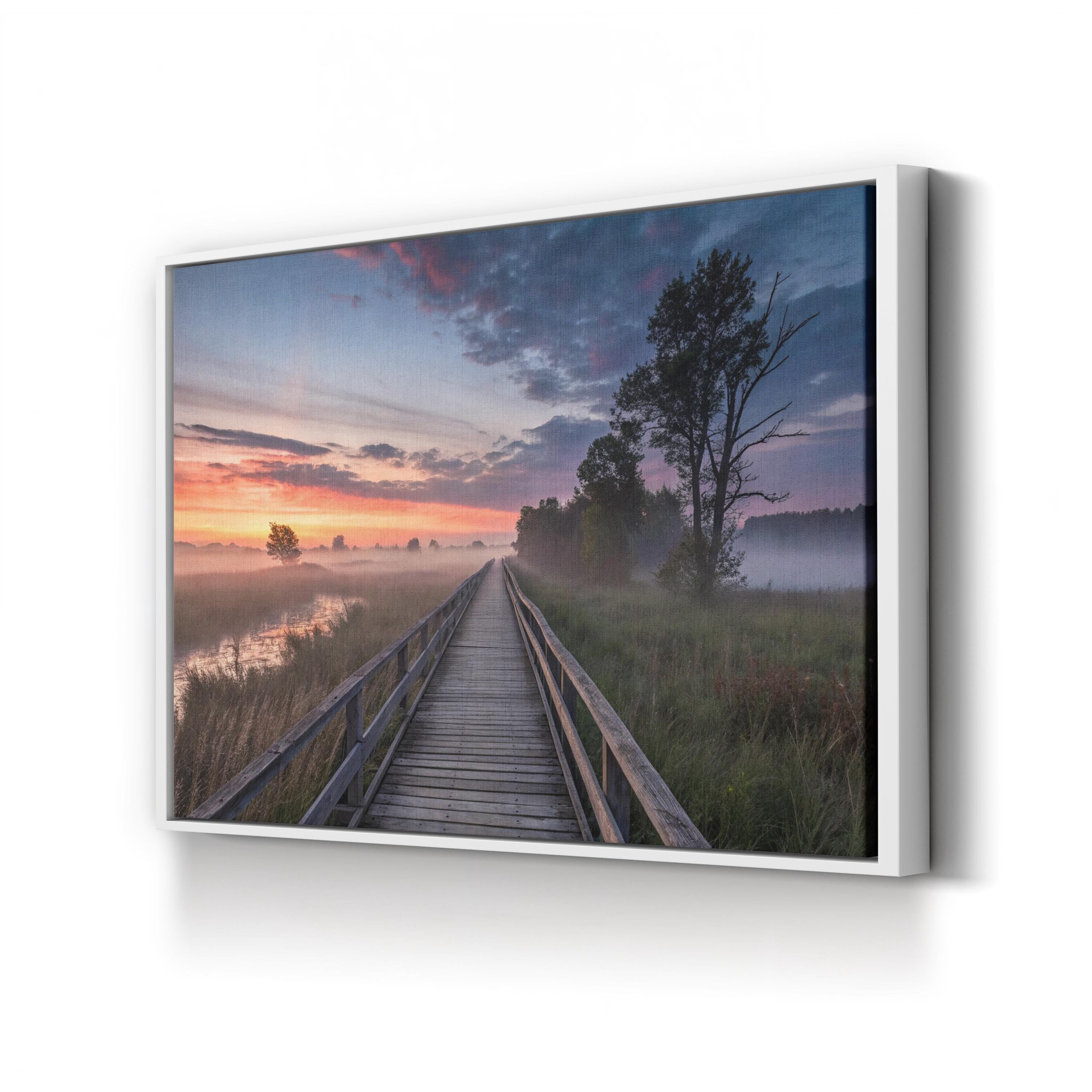 Boardwalk Beach Sunset – Vintage Photography Wall Art | Coastal Landscape Canvas Print