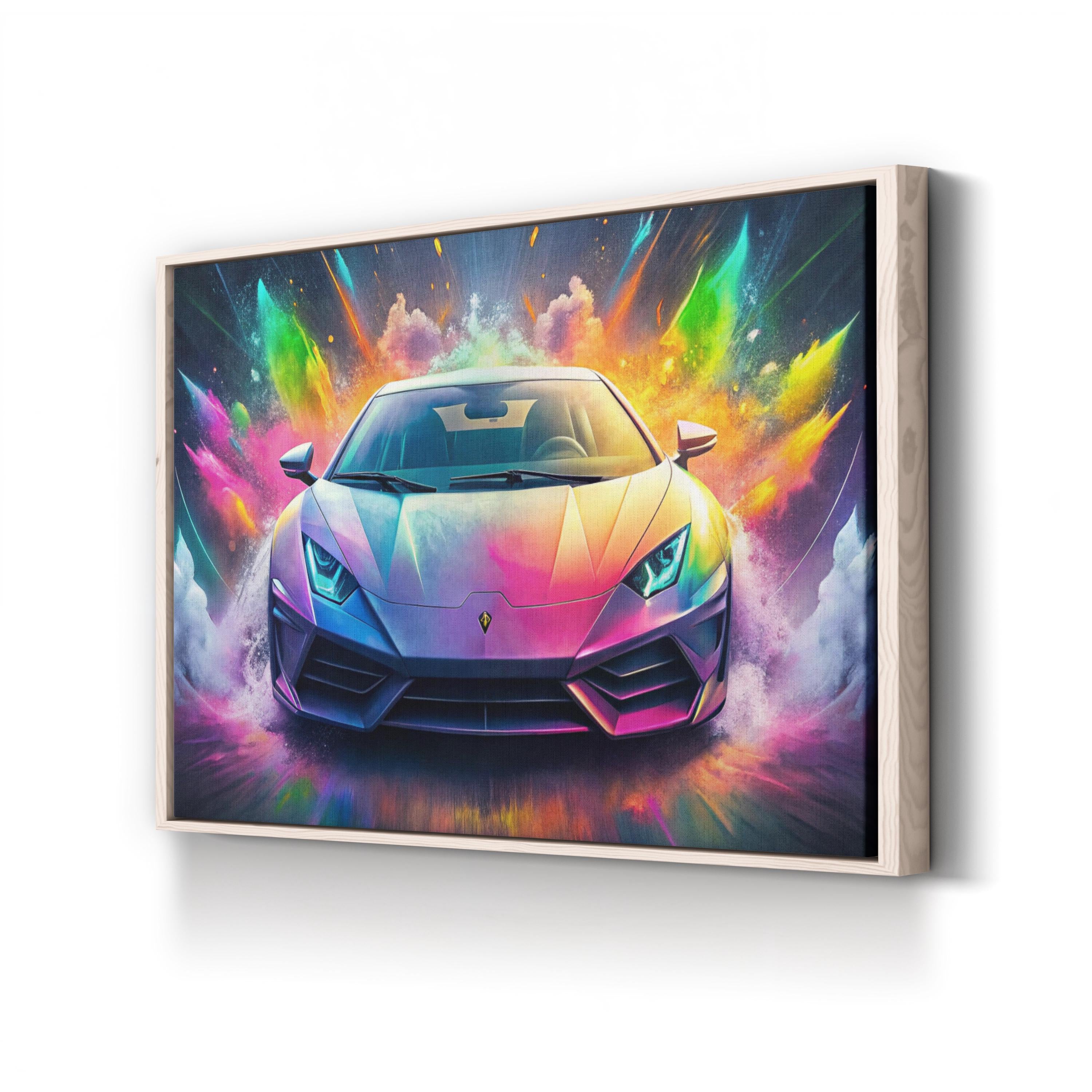 Sports Car Color Splash – Period Illustration Wall Art | Vibrant Automotive Canvas Print