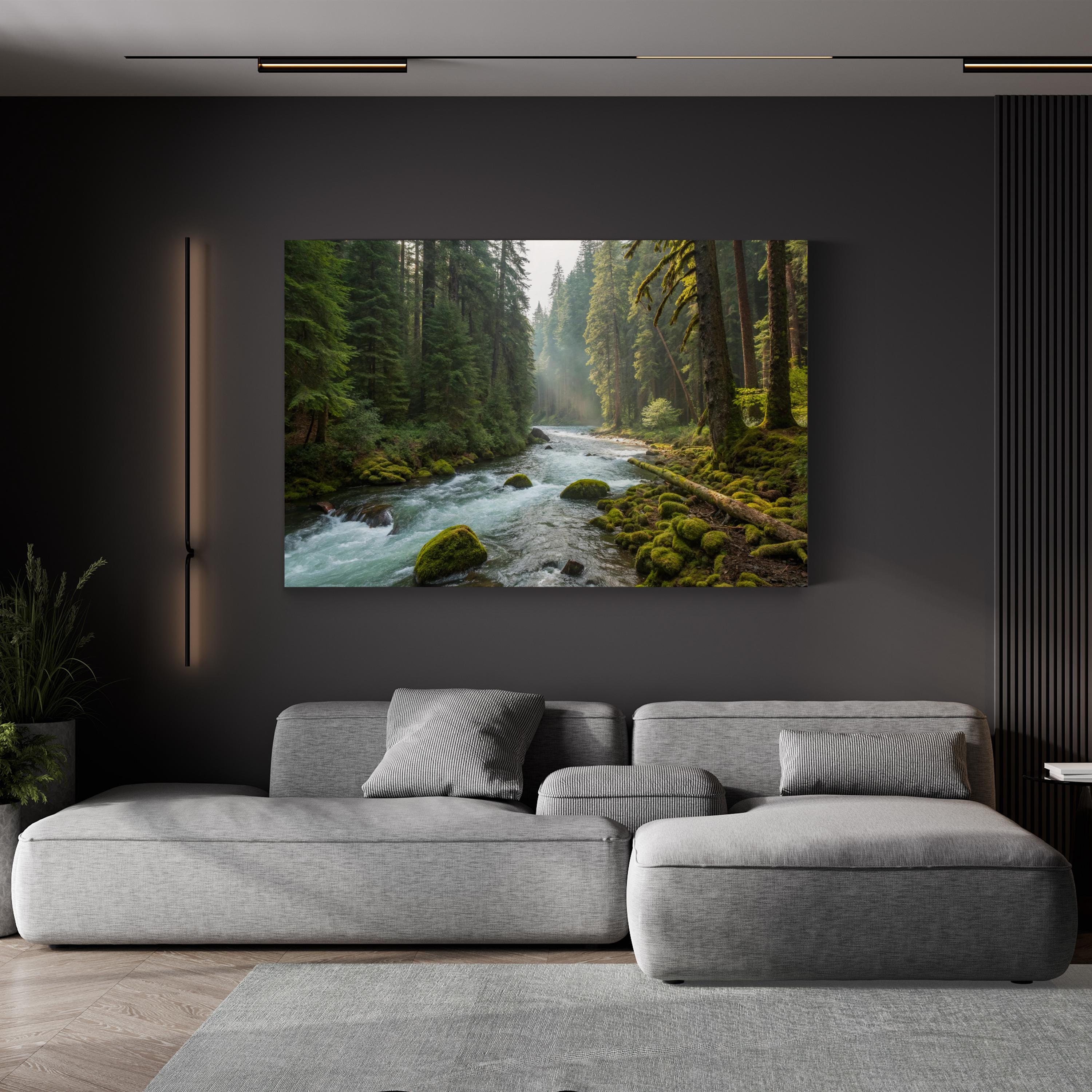 Waterfall River Forest – Vintage Photography Wall Art | Serene Landscape Canvas Print