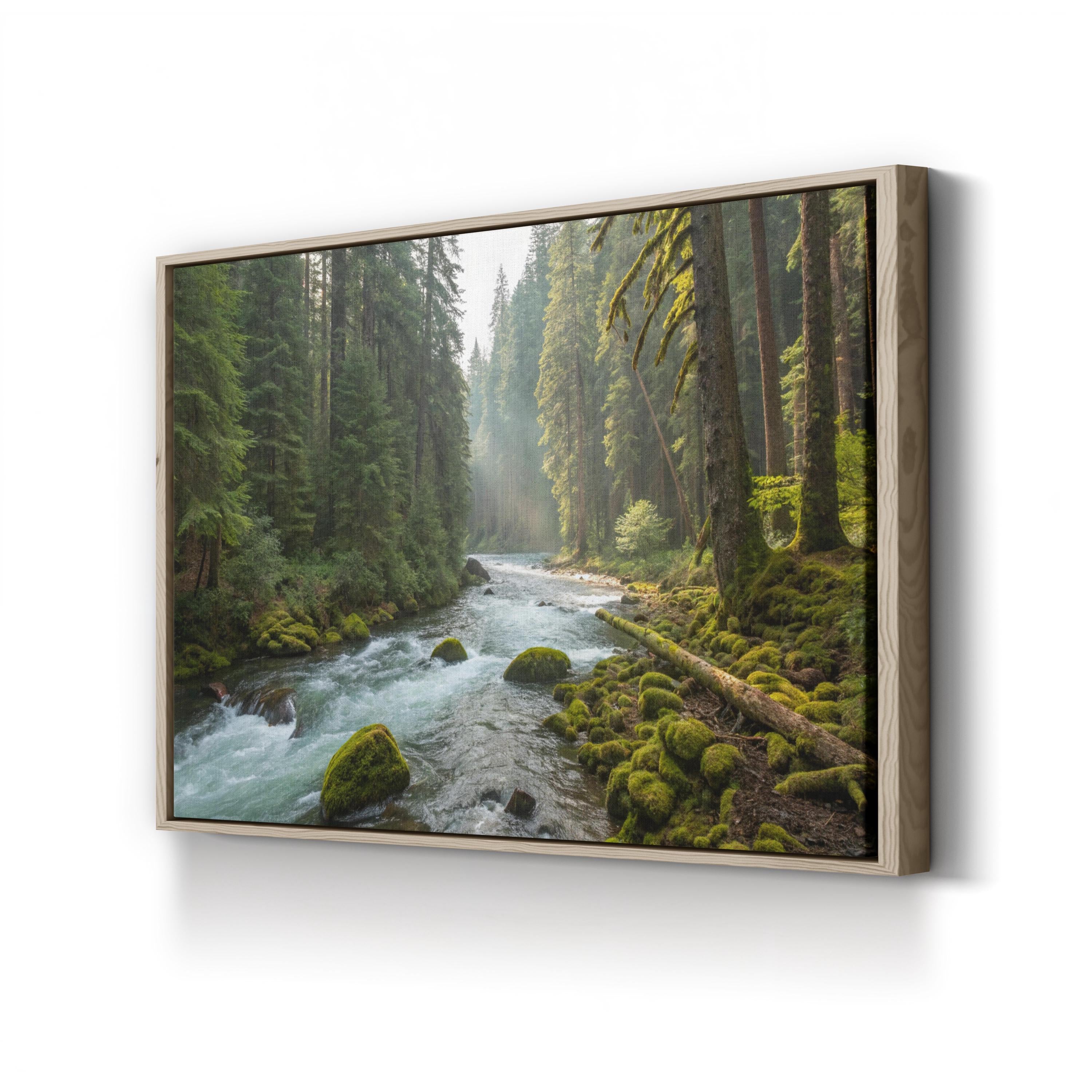 Waterfall River Forest – Vintage Photography Wall Art | Serene Landscape Canvas Print