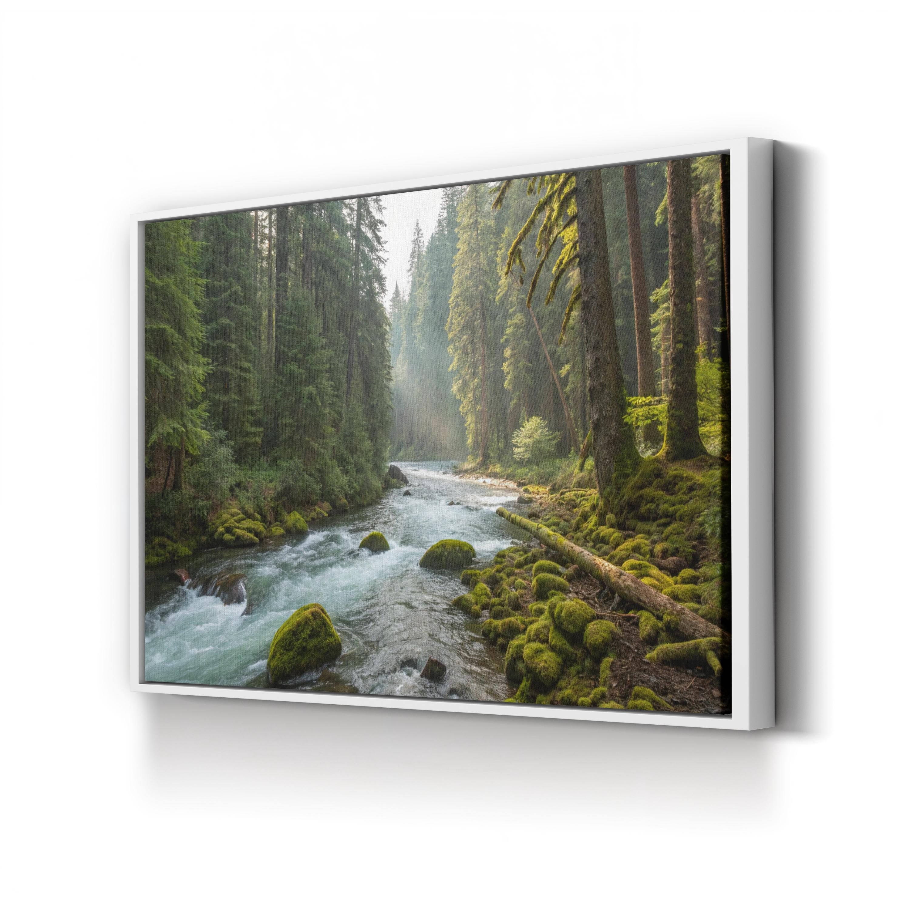 Waterfall River Forest – Vintage Photography Wall Art | Serene Landscape Canvas Print