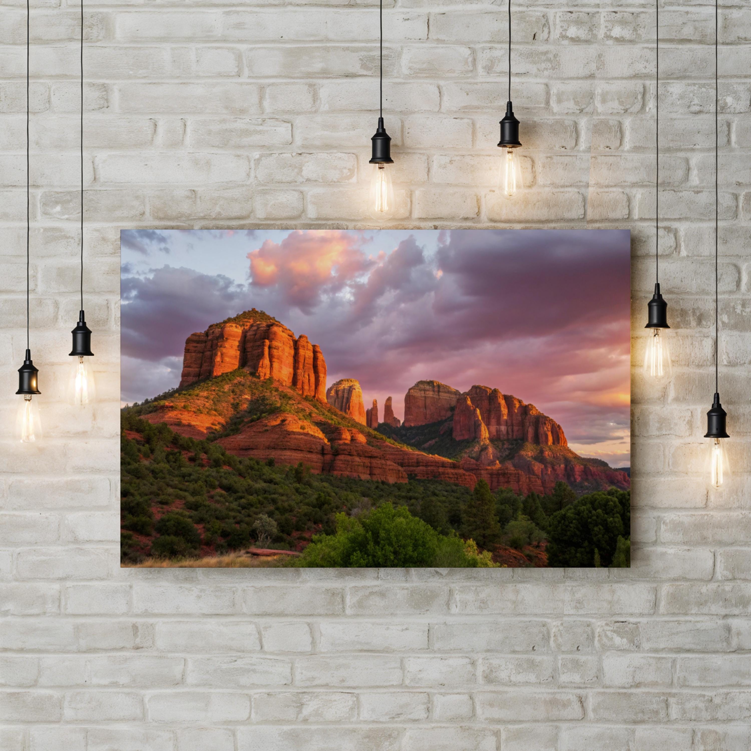 Cathedral Rock Sedona Sunset – Vintage Photography Wall Art | Desert Canvas Print