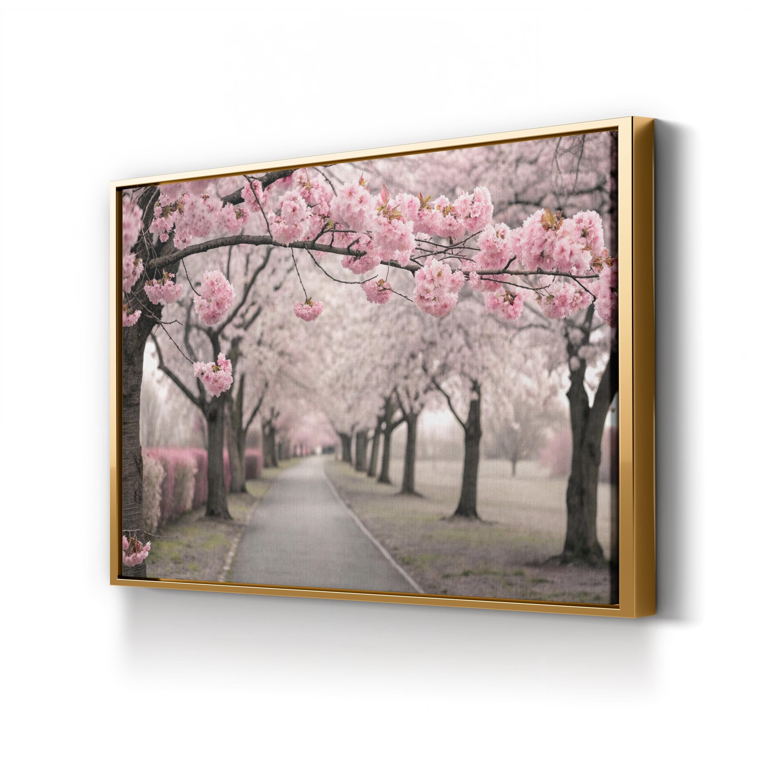 Cherry Blossom Alley – Vintage Photography Wall Art | Spring Floral Pathway Canvas Print