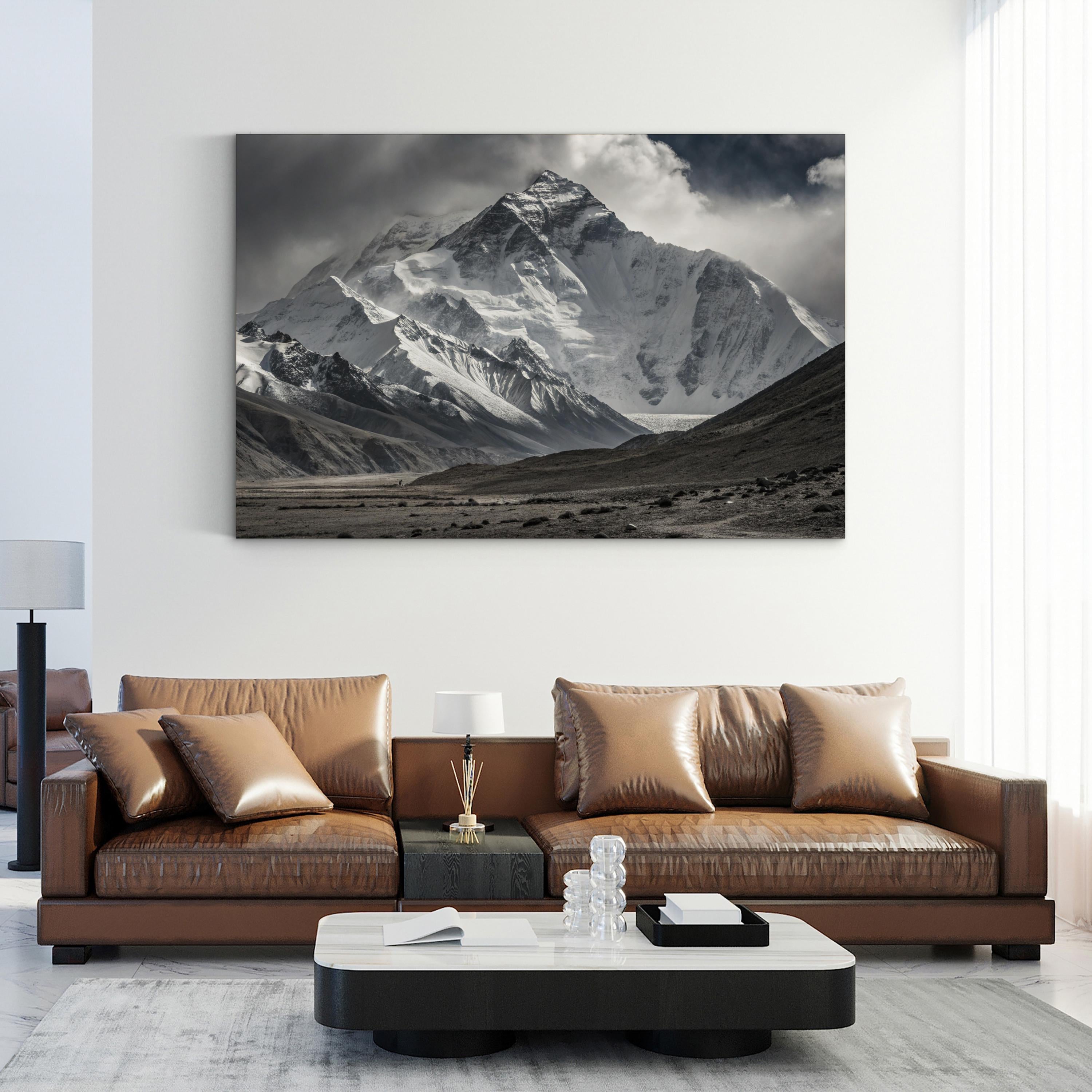 Everest – Vintage Photography Wall Art | Black & White Mountain Canvas Print