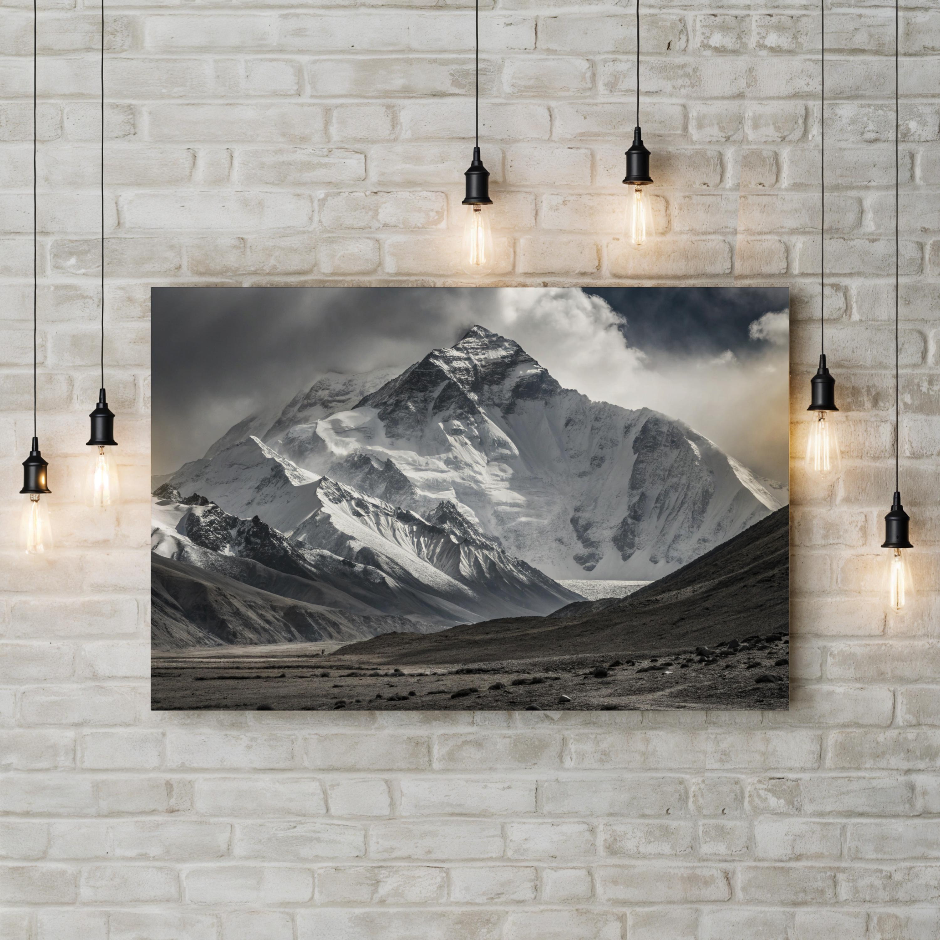 Everest – Vintage Photography Wall Art | Black & White Mountain Canvas Print