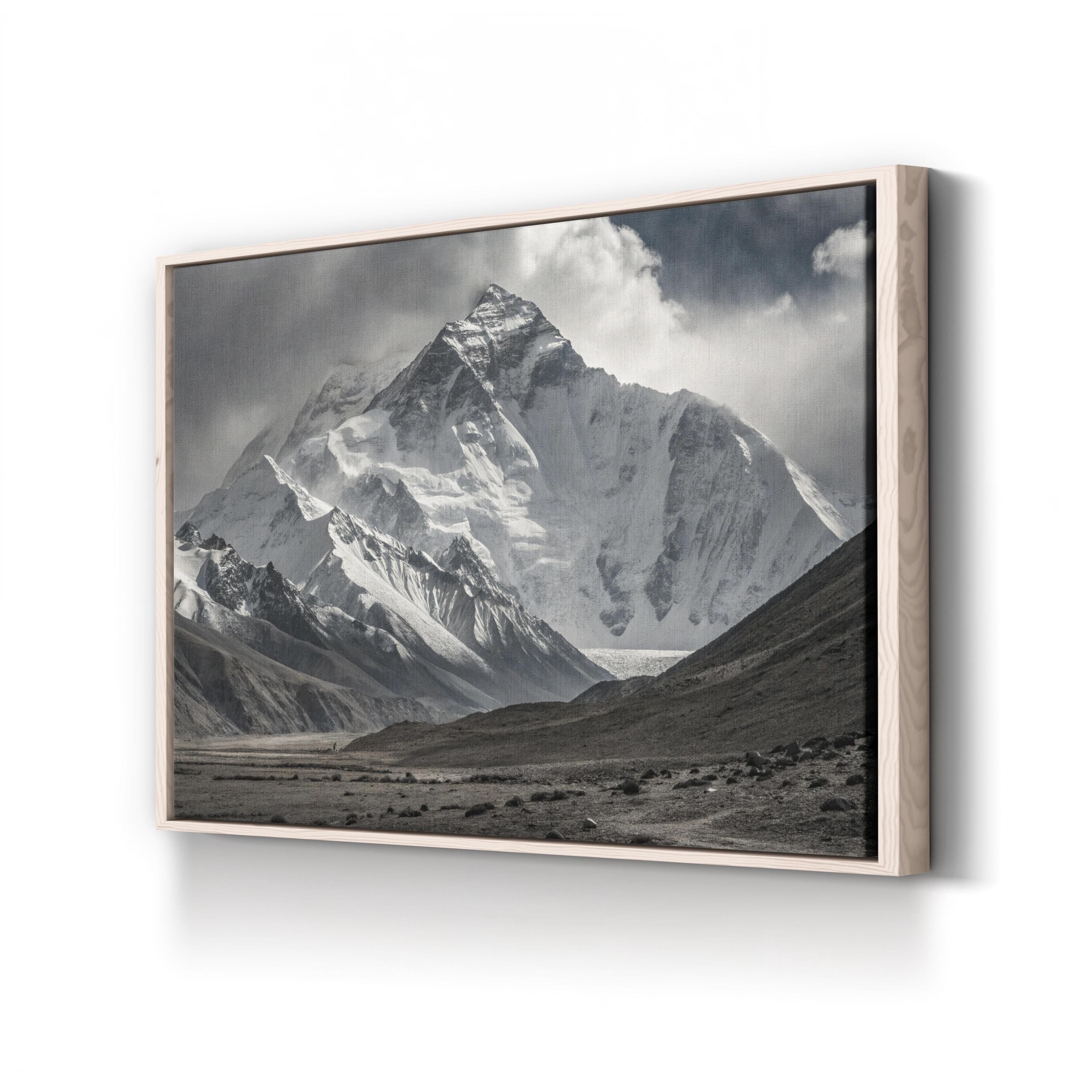 Everest – Vintage Photography Wall Art | Black & White Mountain Canvas Print