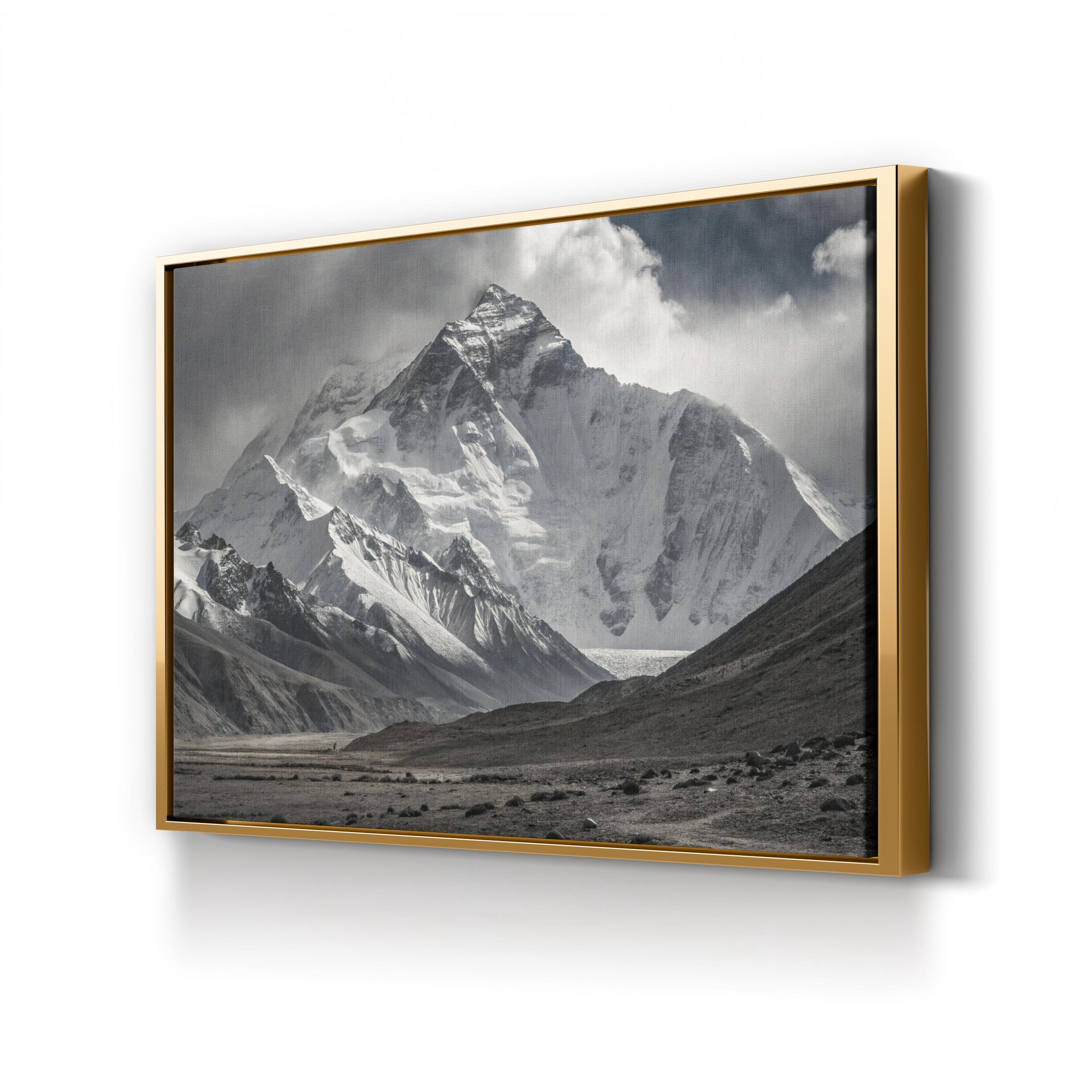 Everest – Vintage Photography Wall Art | Black & White Mountain Canvas Print
