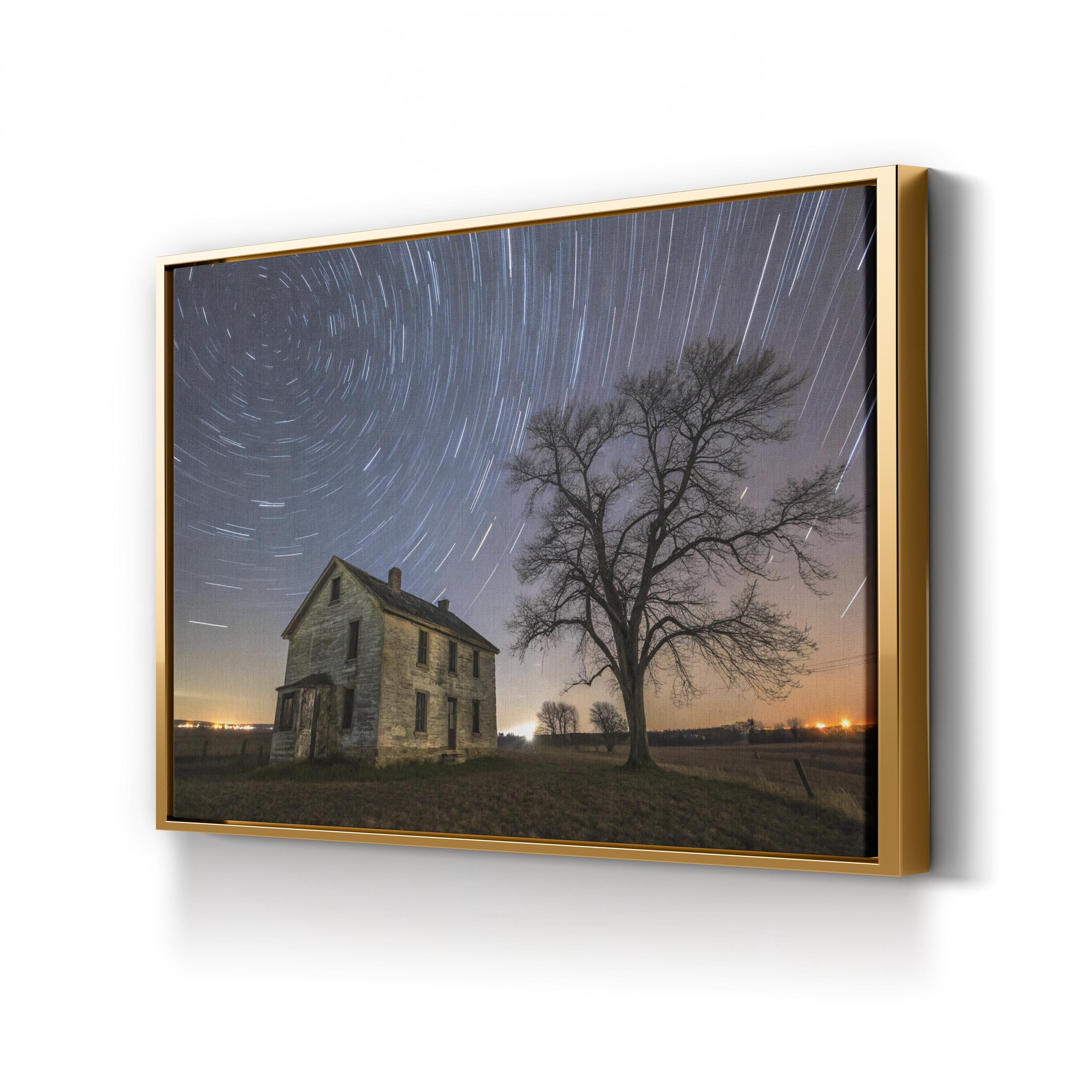 Civil War House Starry Night – Vintage Photography Wall Art | Historic Landscape Canvas Print