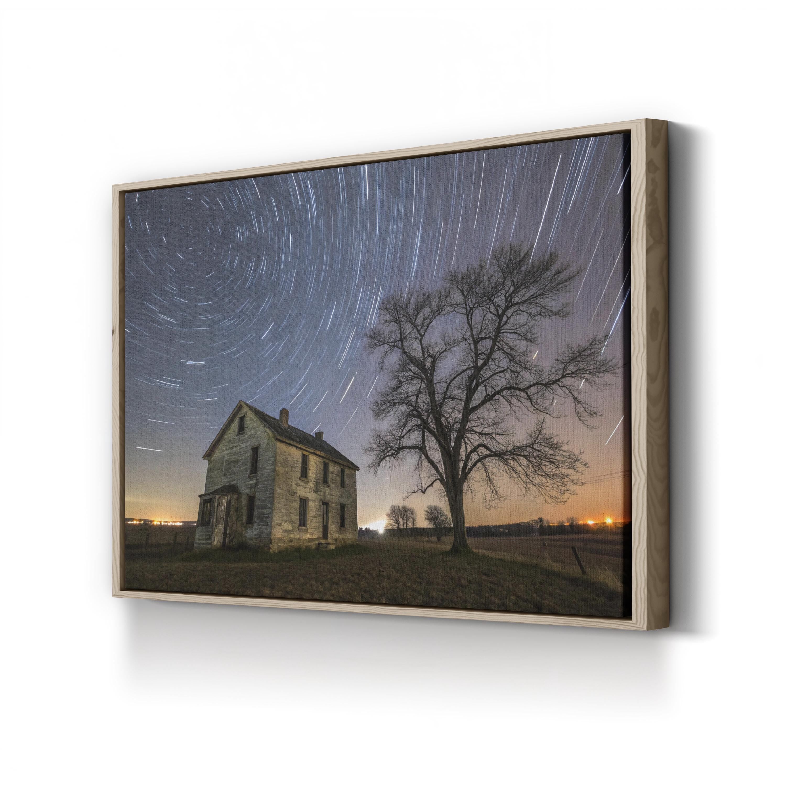 Civil War House Starry Night – Vintage Photography Wall Art | Historic Landscape Canvas Print
