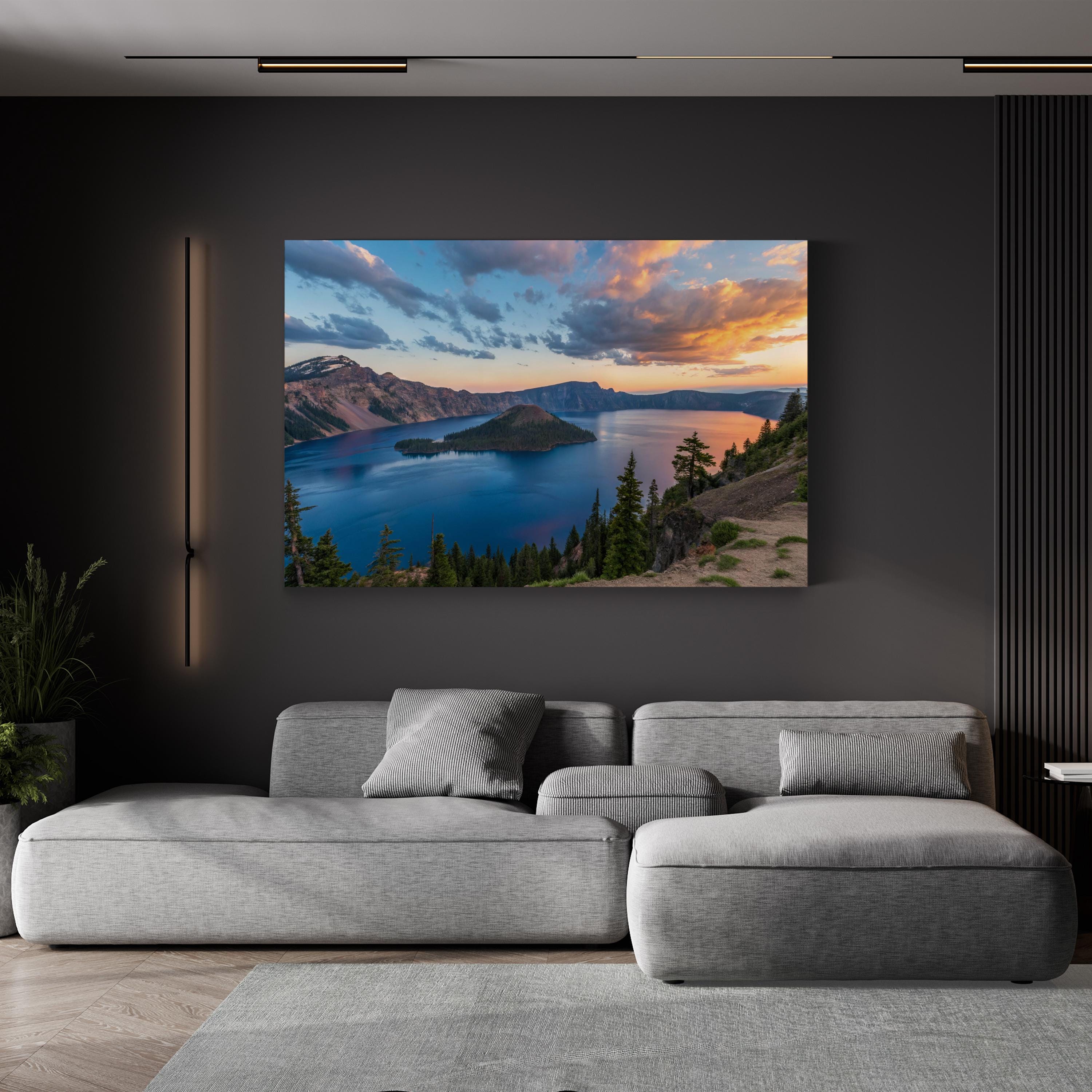 Crater Lake Sunrise — Crater Lake National Park, Oregon Mountain Landscape Canvas Wall Art