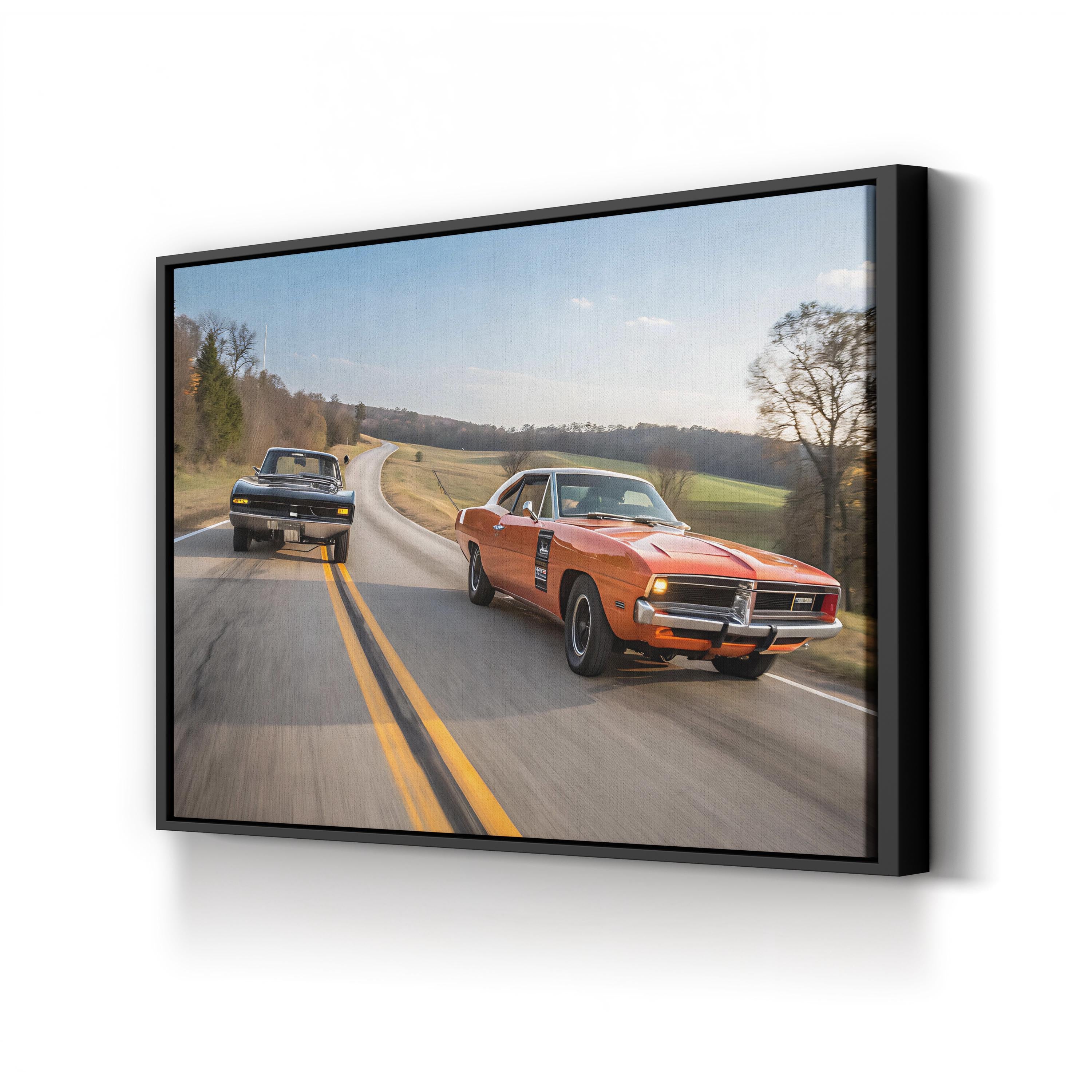 Smokey Muscle Car – Vintage Photography Wall Art | American Racing Canvas Print