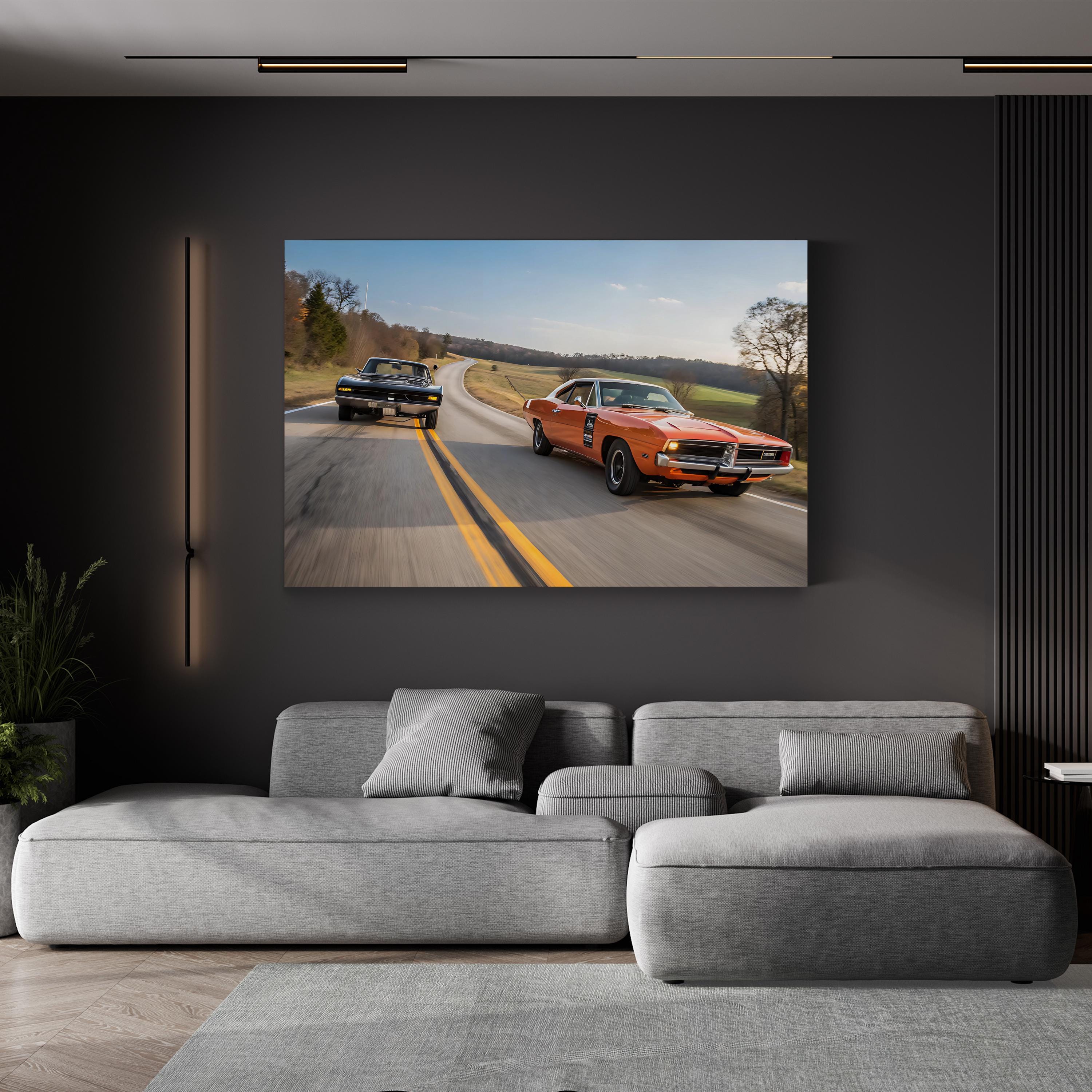 Smokey Muscle Car – Vintage Photography Wall Art | American Racing Canvas Print