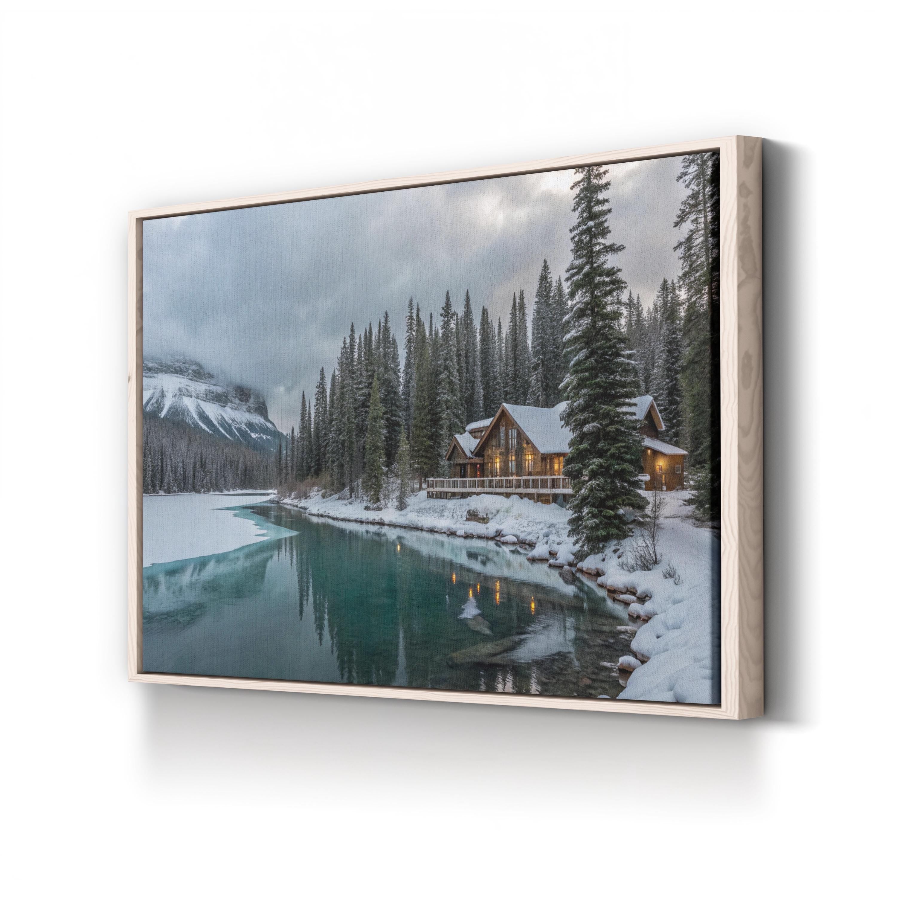 Winter Wonderland Emerald Lake Lodge – Vintage Photography Wall Art | Snowy Landscape Canvas Print