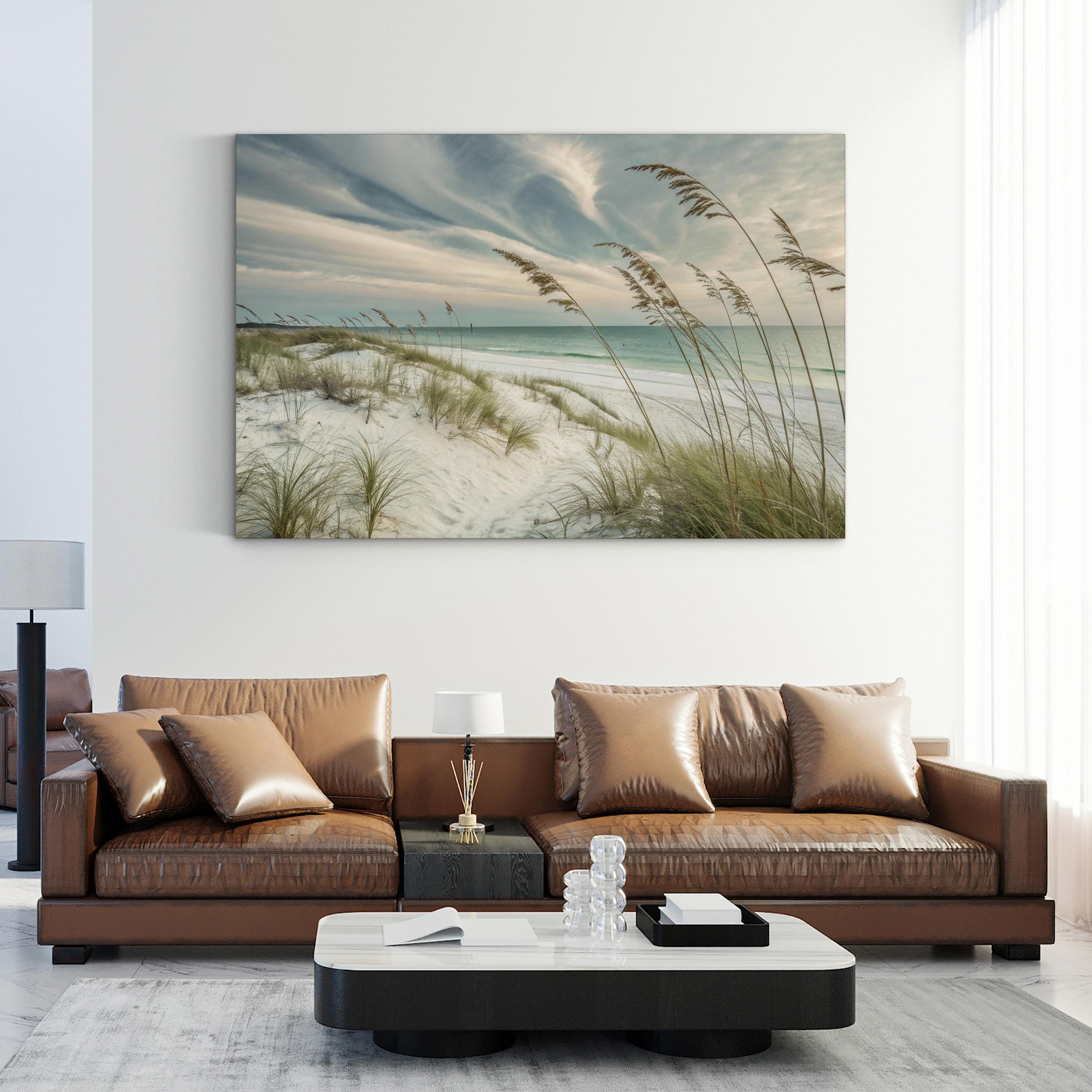 Faded Calmness Coastal Canvas Wall Art — Minimalist Beach Dune Landscape Print