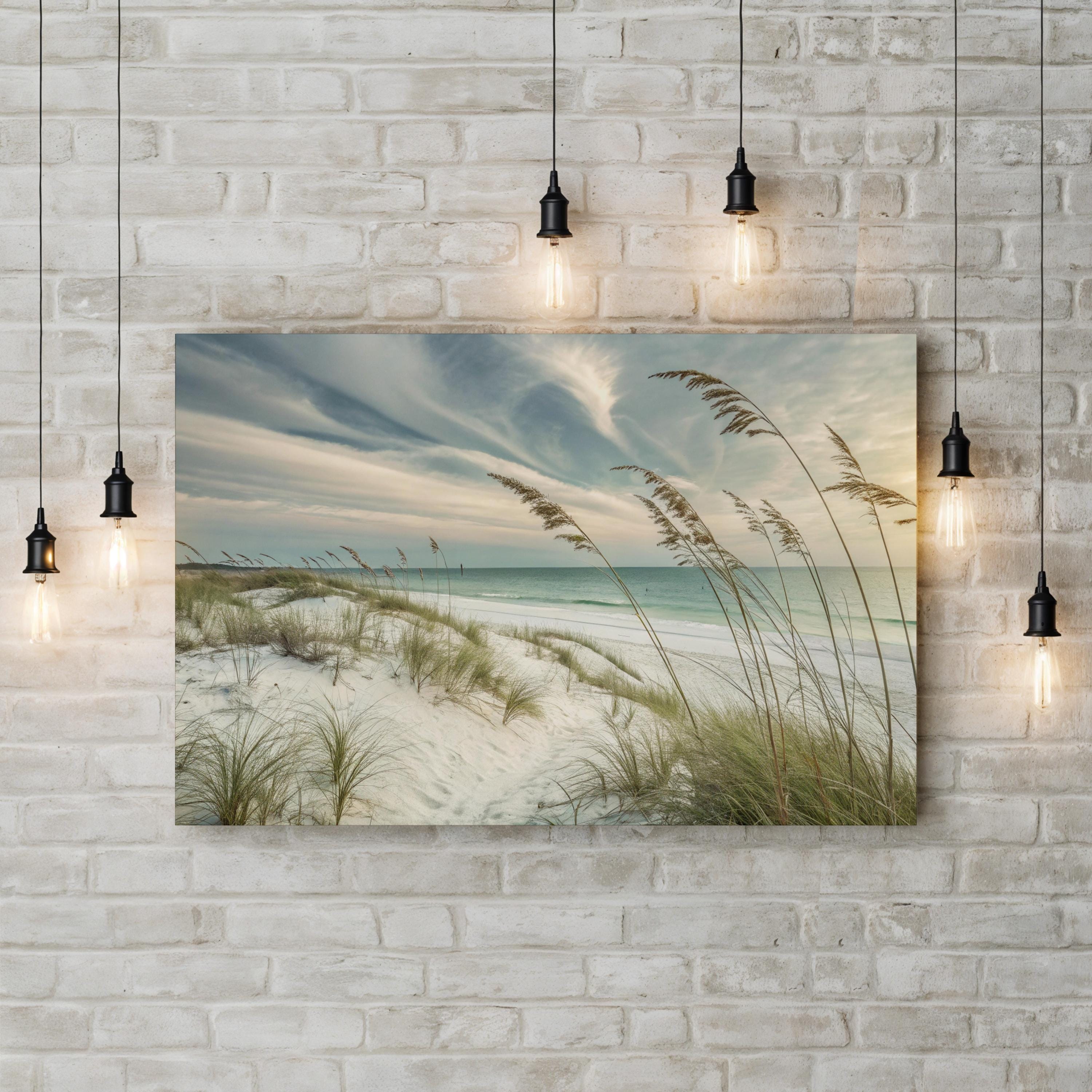 Faded Calmness Coastal Canvas Wall Art — Minimalist Beach Dune Landscape Print