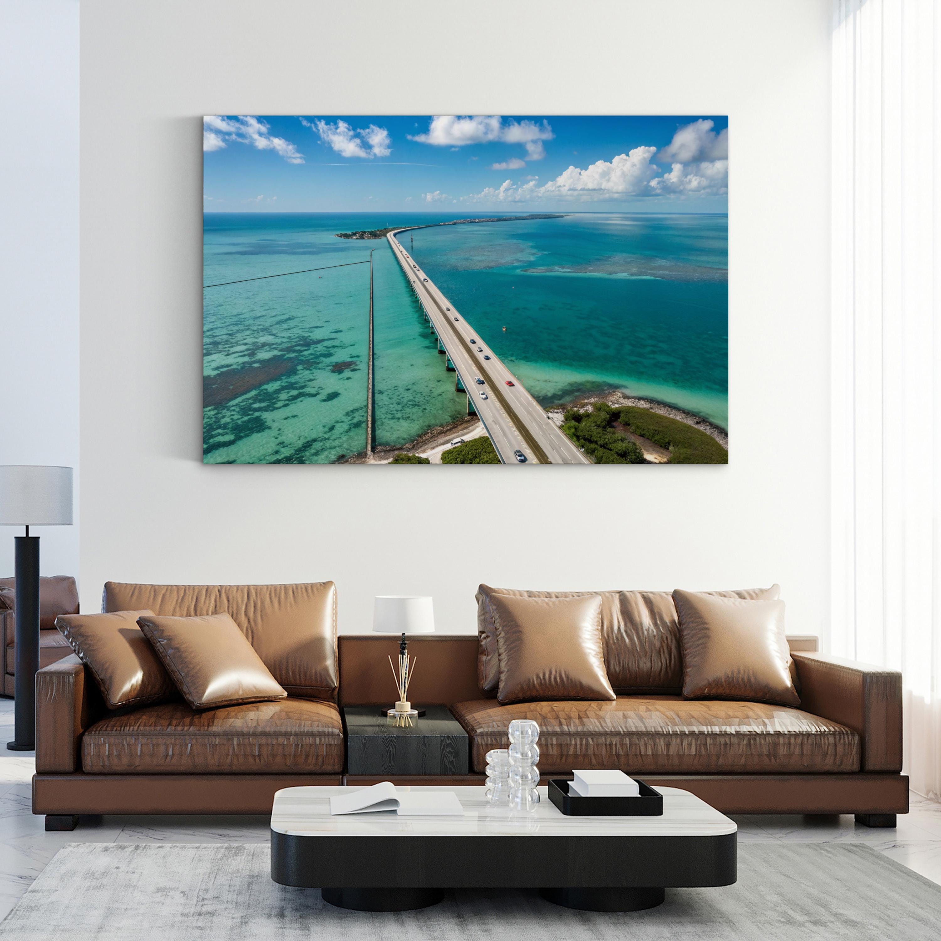 Florida Keys Aerial Canvas Print – Coastal Bridge Seascape