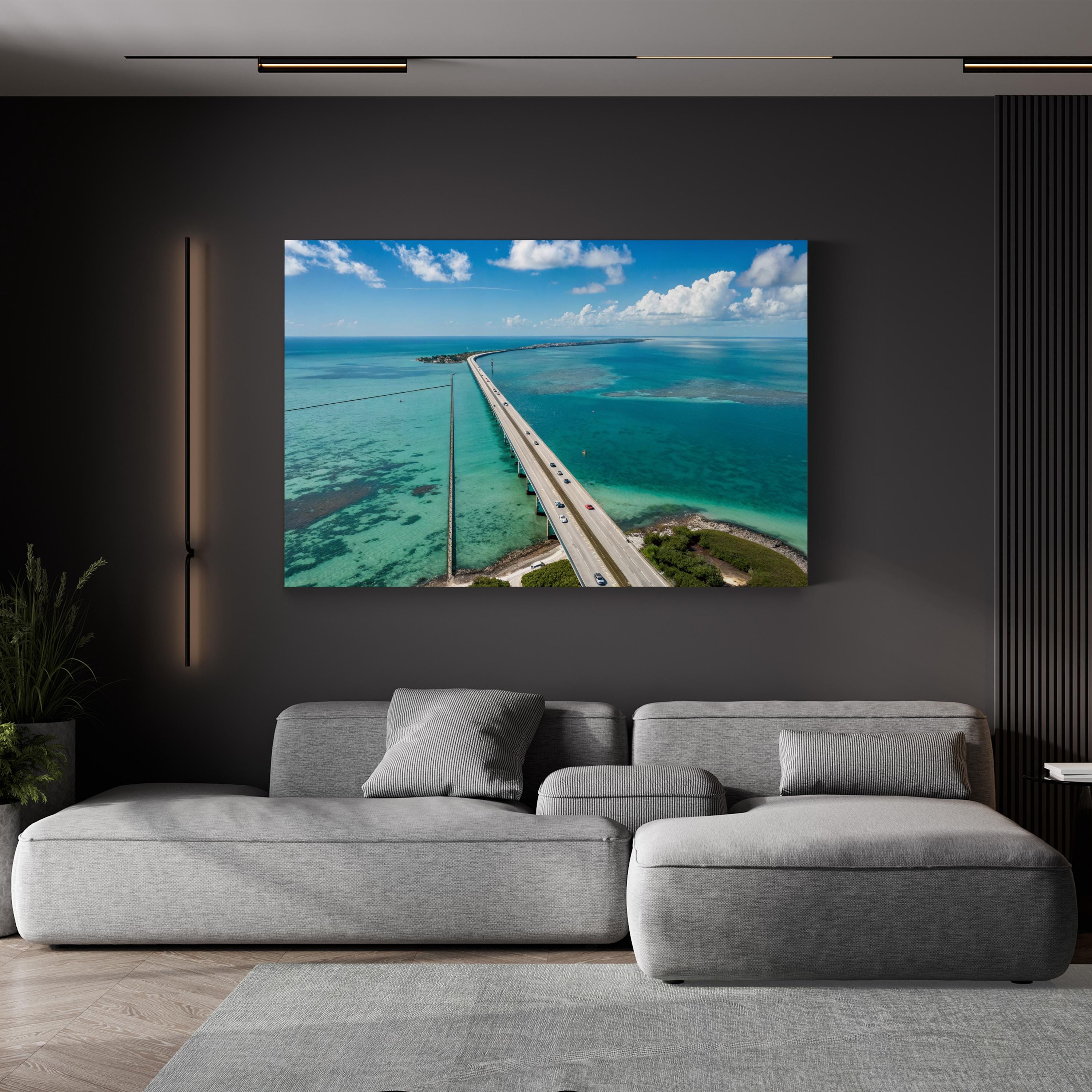Florida Keys Aerial Canvas Print – Coastal Bridge Seascape