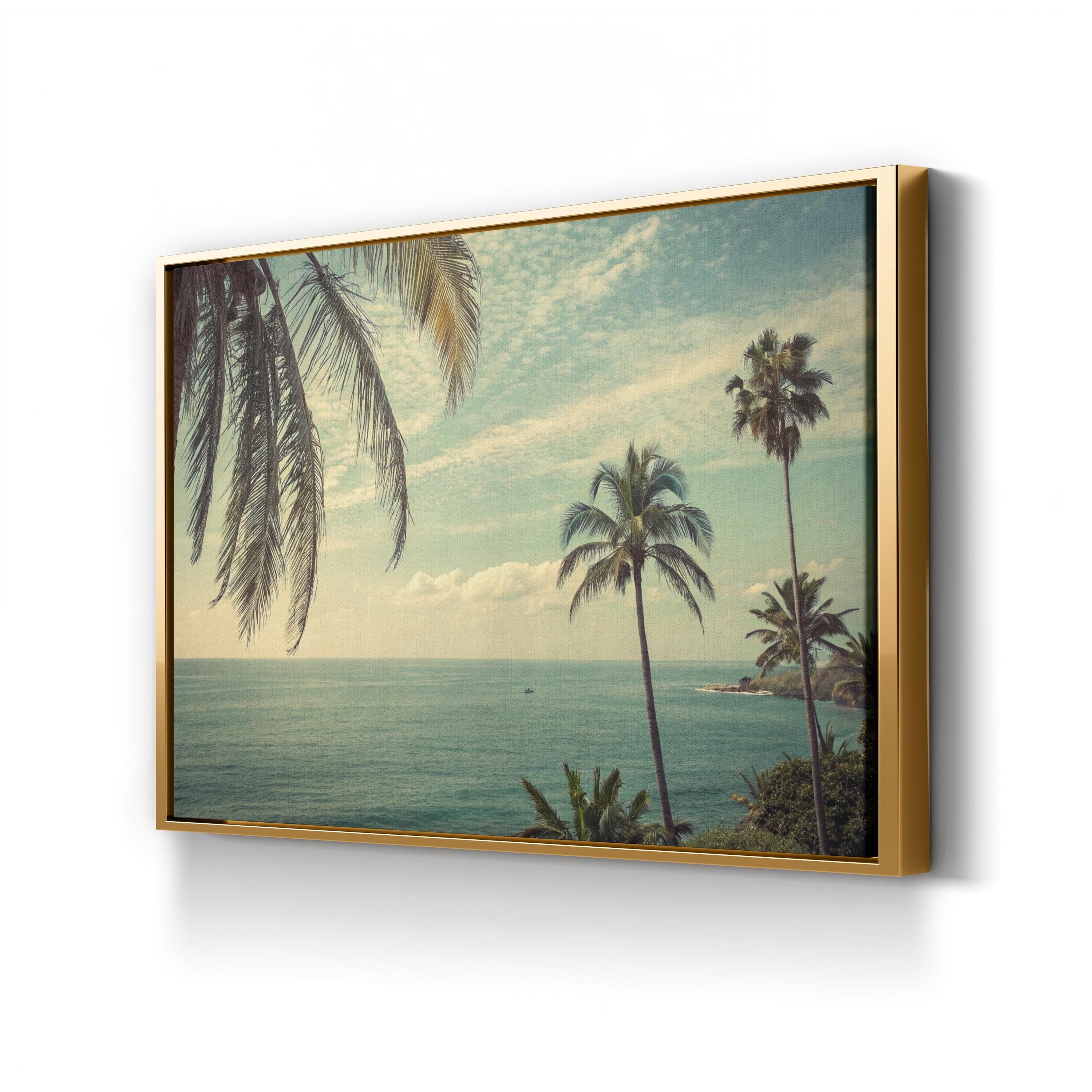 Vintage Florida Beach Canvas Print – Ocean View Palm Tree Coastal Art