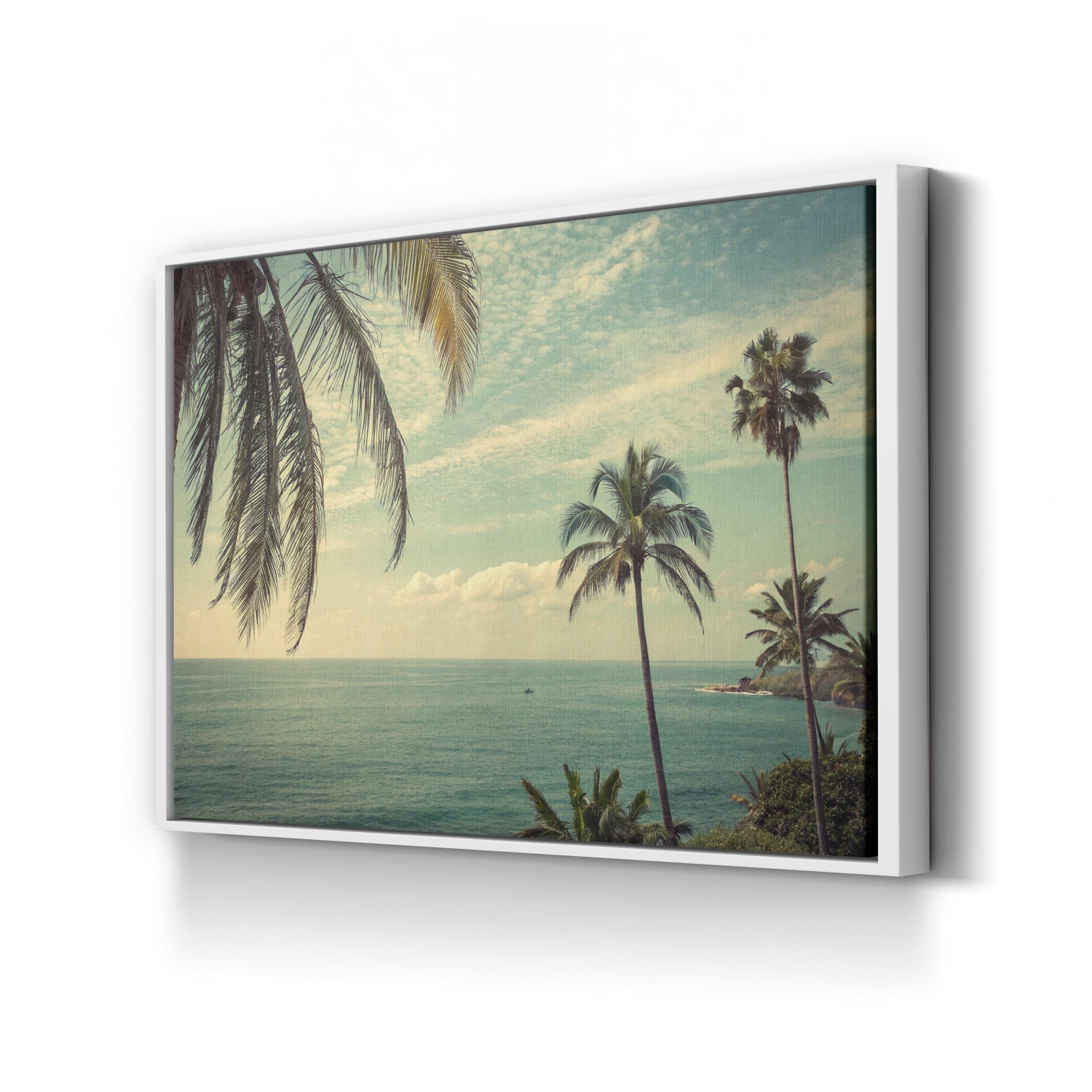 Vintage Florida Beach Canvas Print – Ocean View Palm Tree Coastal Art