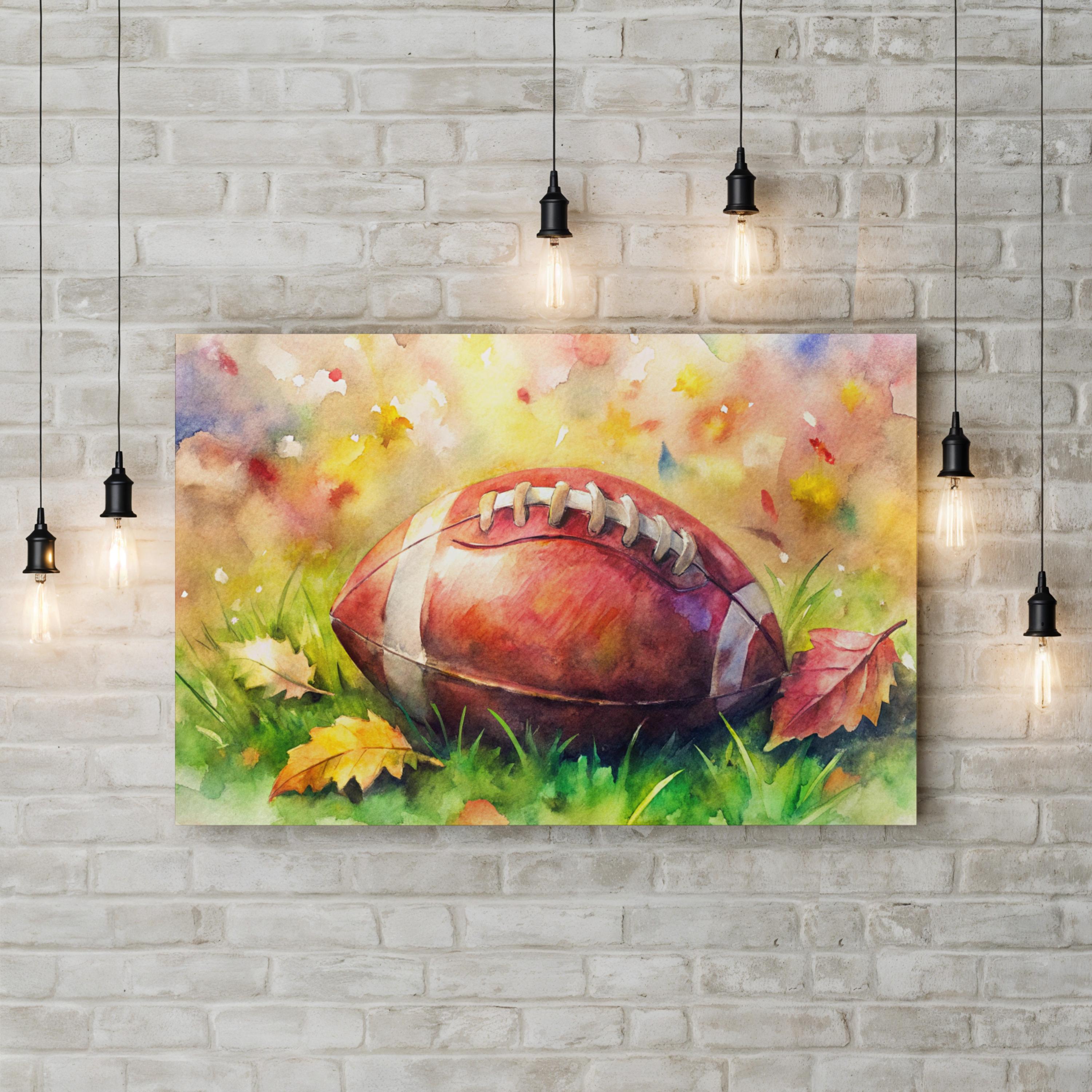 Watercolor Football Autumn – Period Illustration Wall Art | Sports Canvas Print