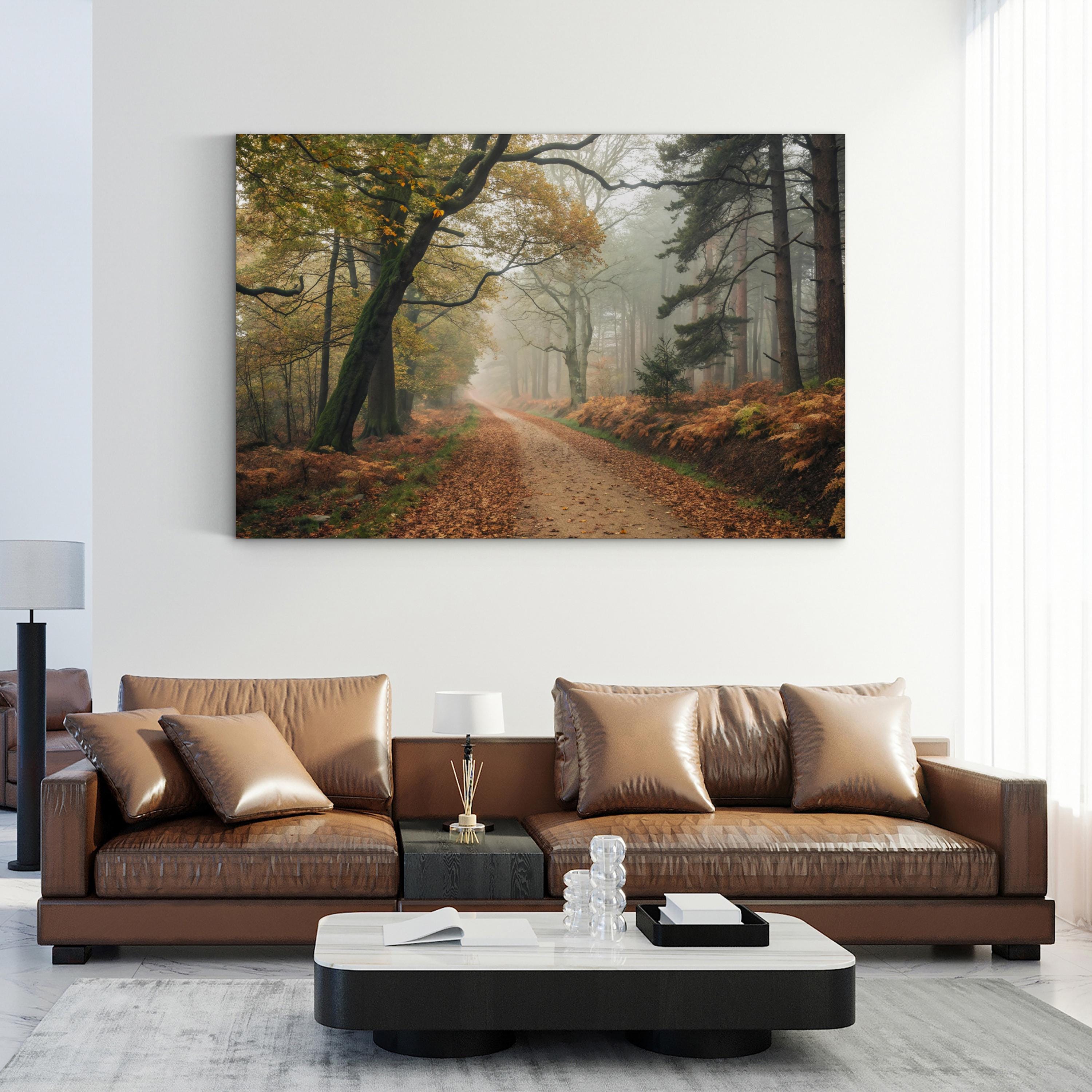 Autumn Forest Misty Path – Vintage Photography Wall Art | Nature Landscape Canvas Print