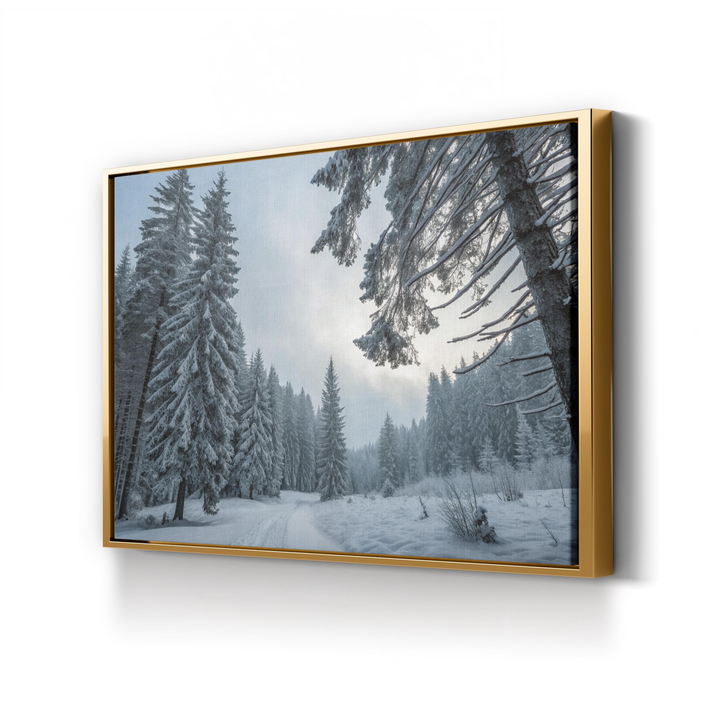 Winter Forest Snow Trees – Vintage Photography Wall Art | Cozy Landscape Canvas Print