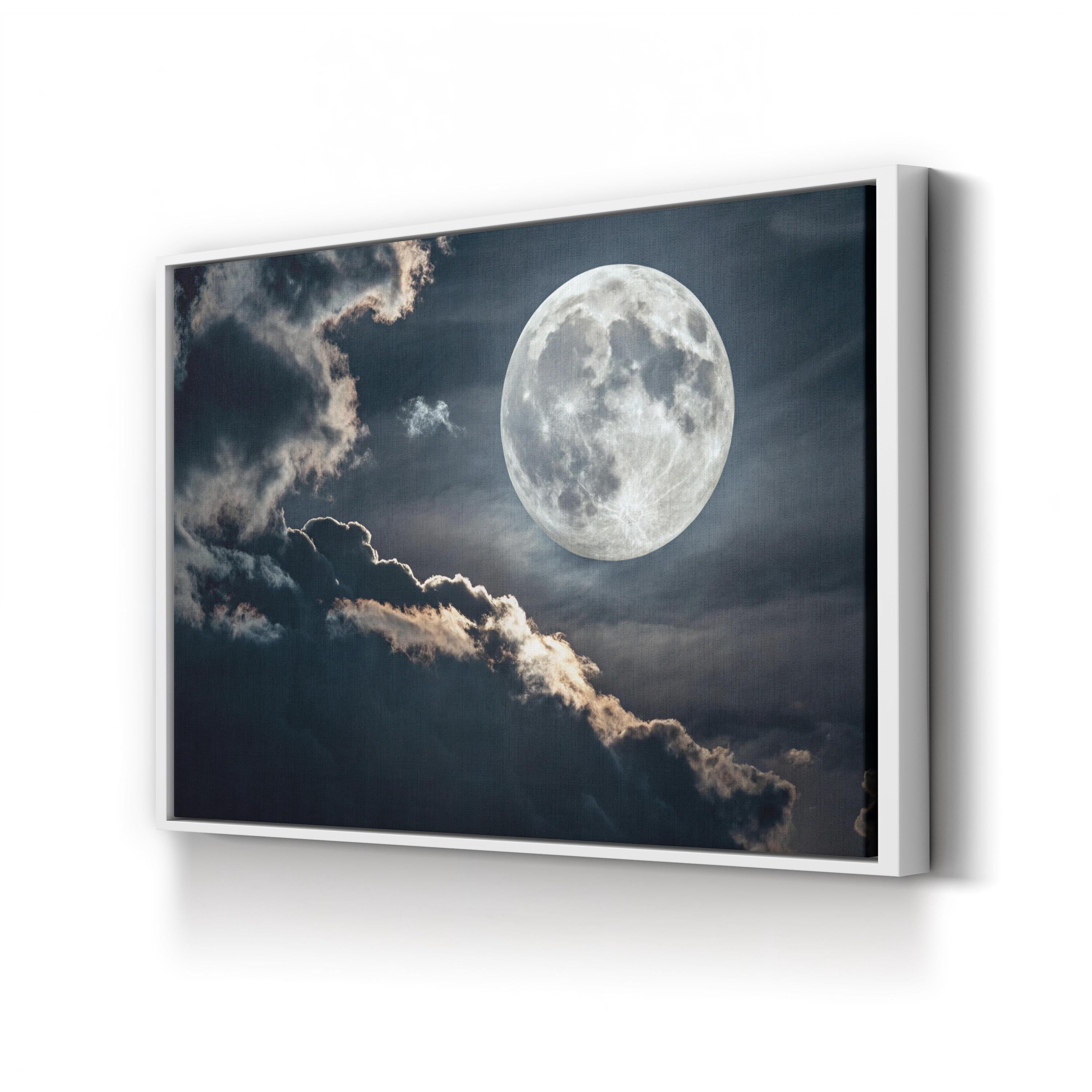 Luminous Full Moon – Vintage Photography Wall Art | Celestial Night Canvas Print