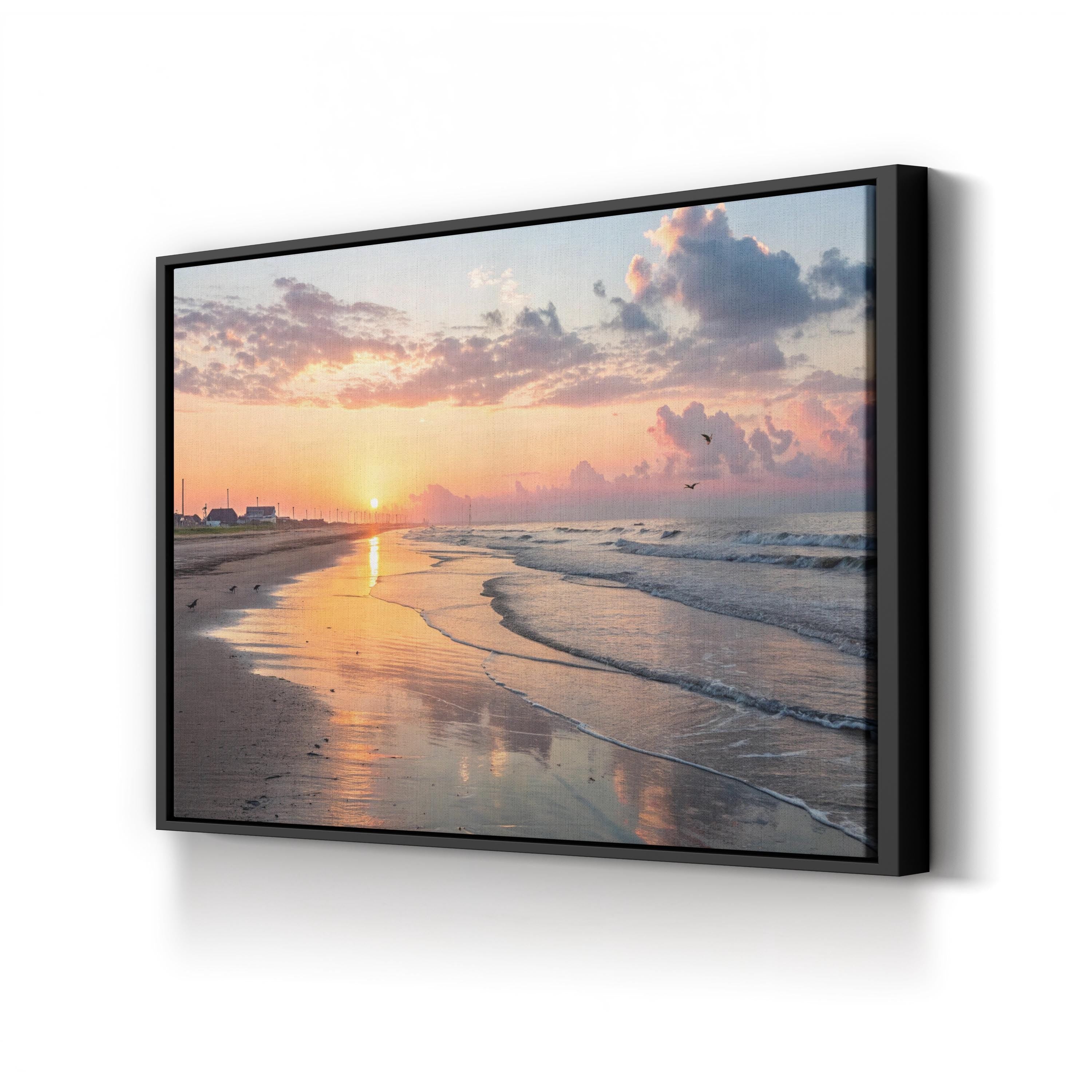 Galveston Island Sunset Wall Art — Coastal Texas Seascape Canvas Print