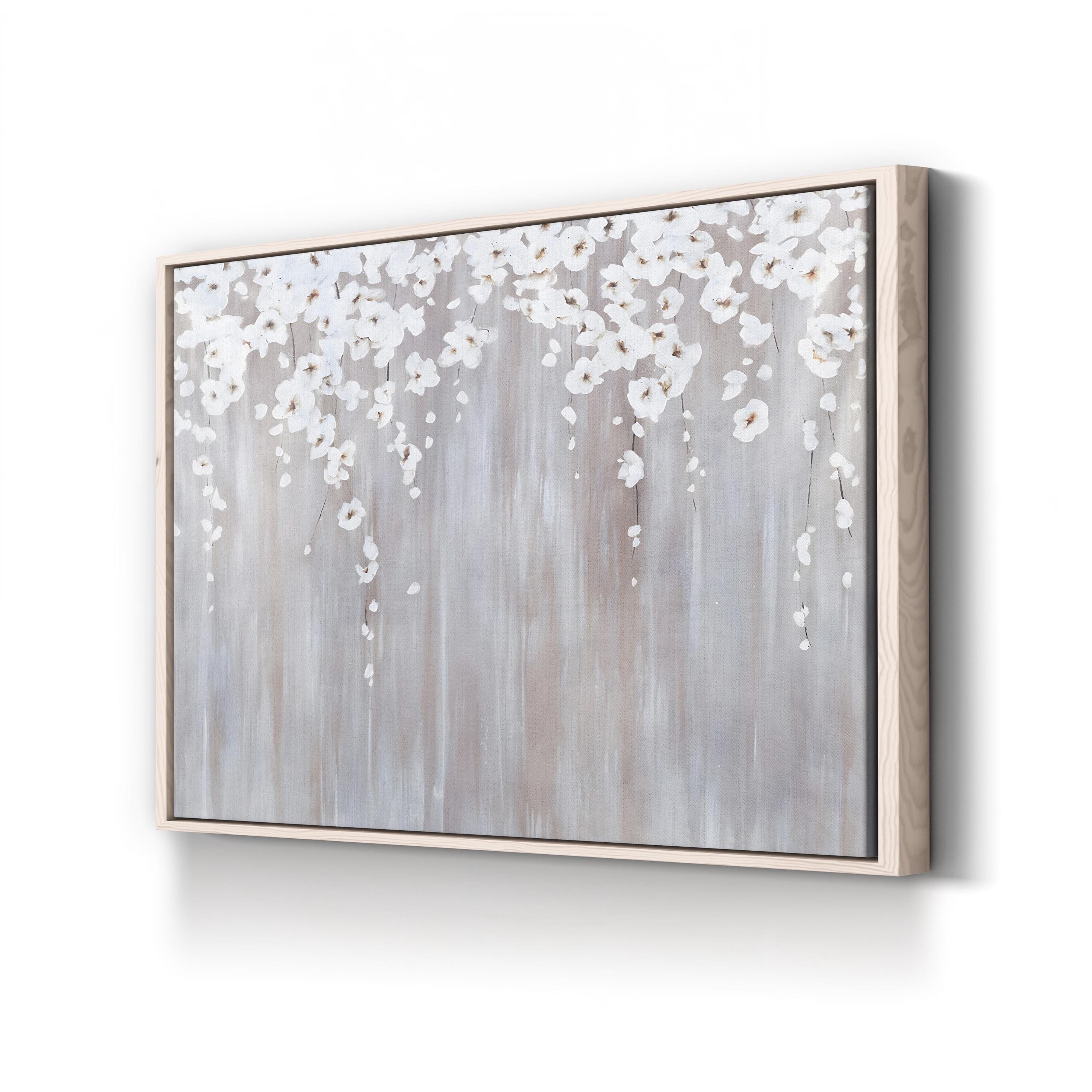 Cascading White Blossoms – Period Illustration Wall Art | Modern Floral Canvas Print