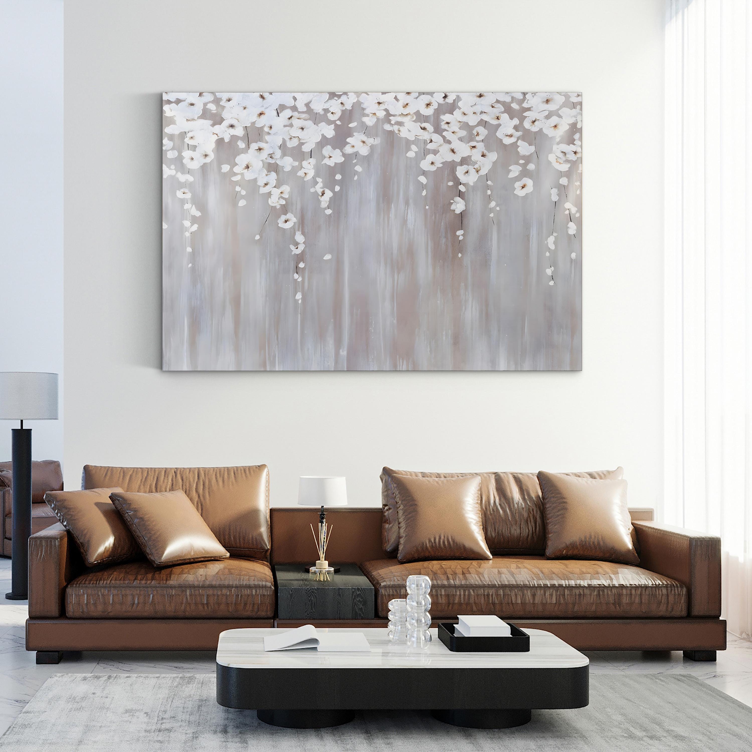 Cascading White Blossoms – Period Illustration Wall Art | Modern Floral Canvas Print