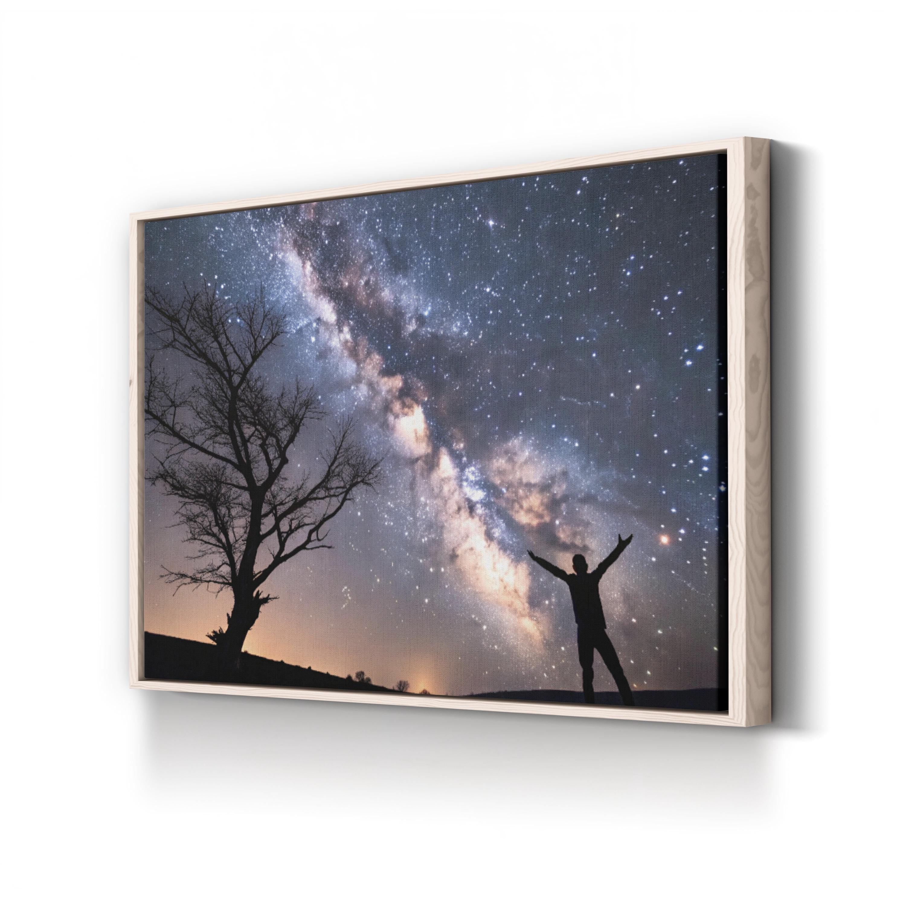 Milky Way Silhouetted Tree – Vintage Photography Wall Art | Starry Night Canvas Print