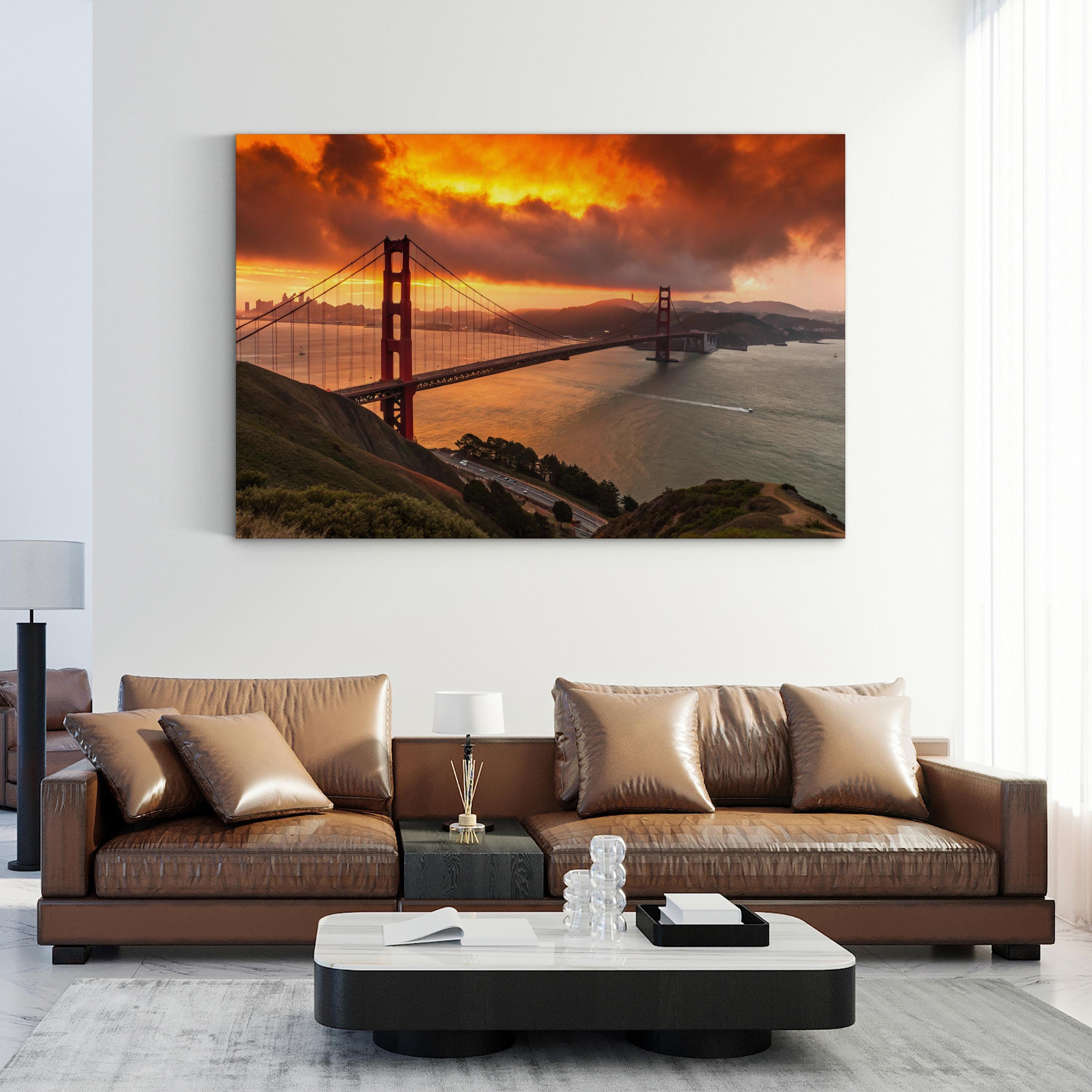 Golden Gate Bridge Sunset — San Francisco, California Framed Canvas Wall Art