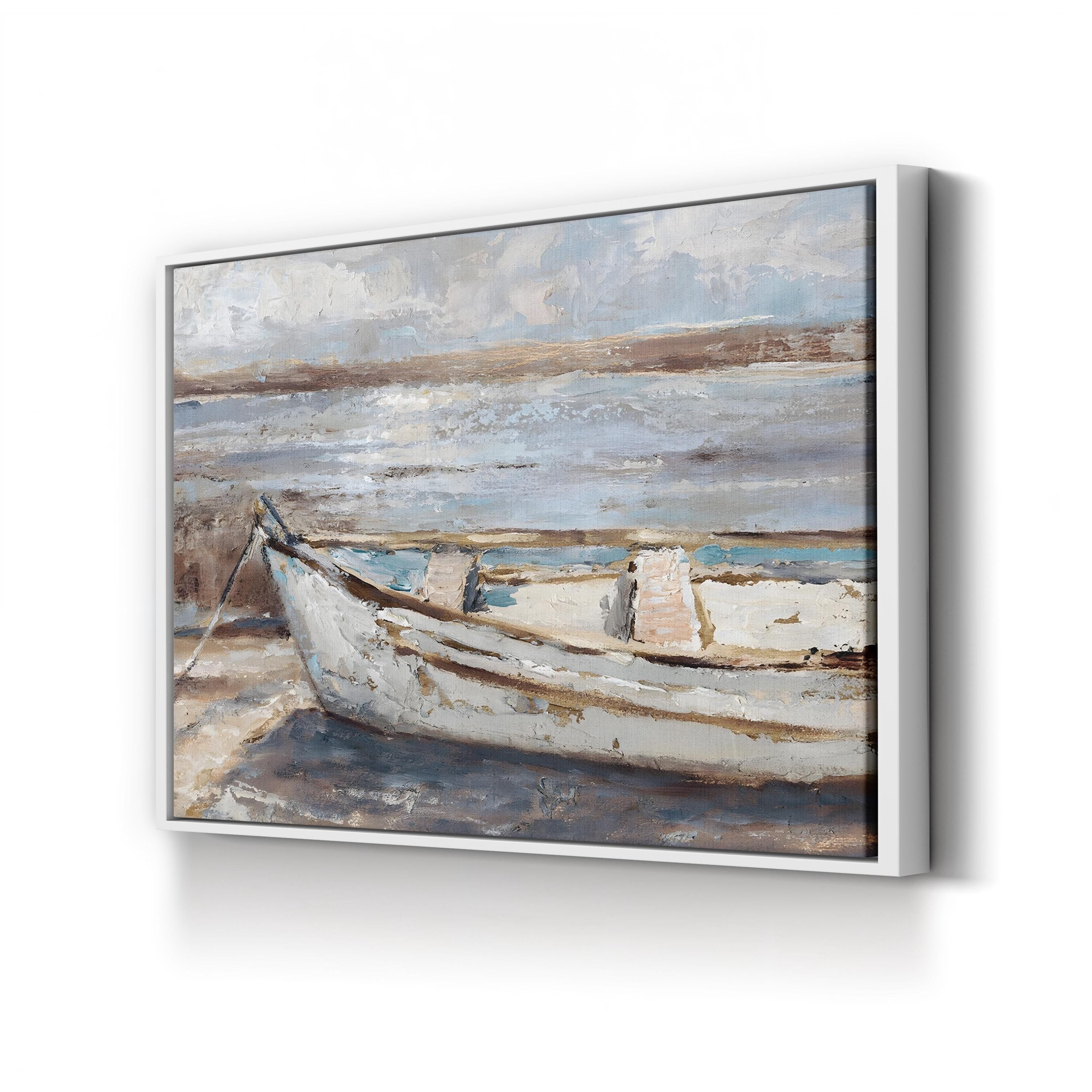 Weathered Coastal Rowboat – Period Illustration Wall Art | Watercolor Canvas Print