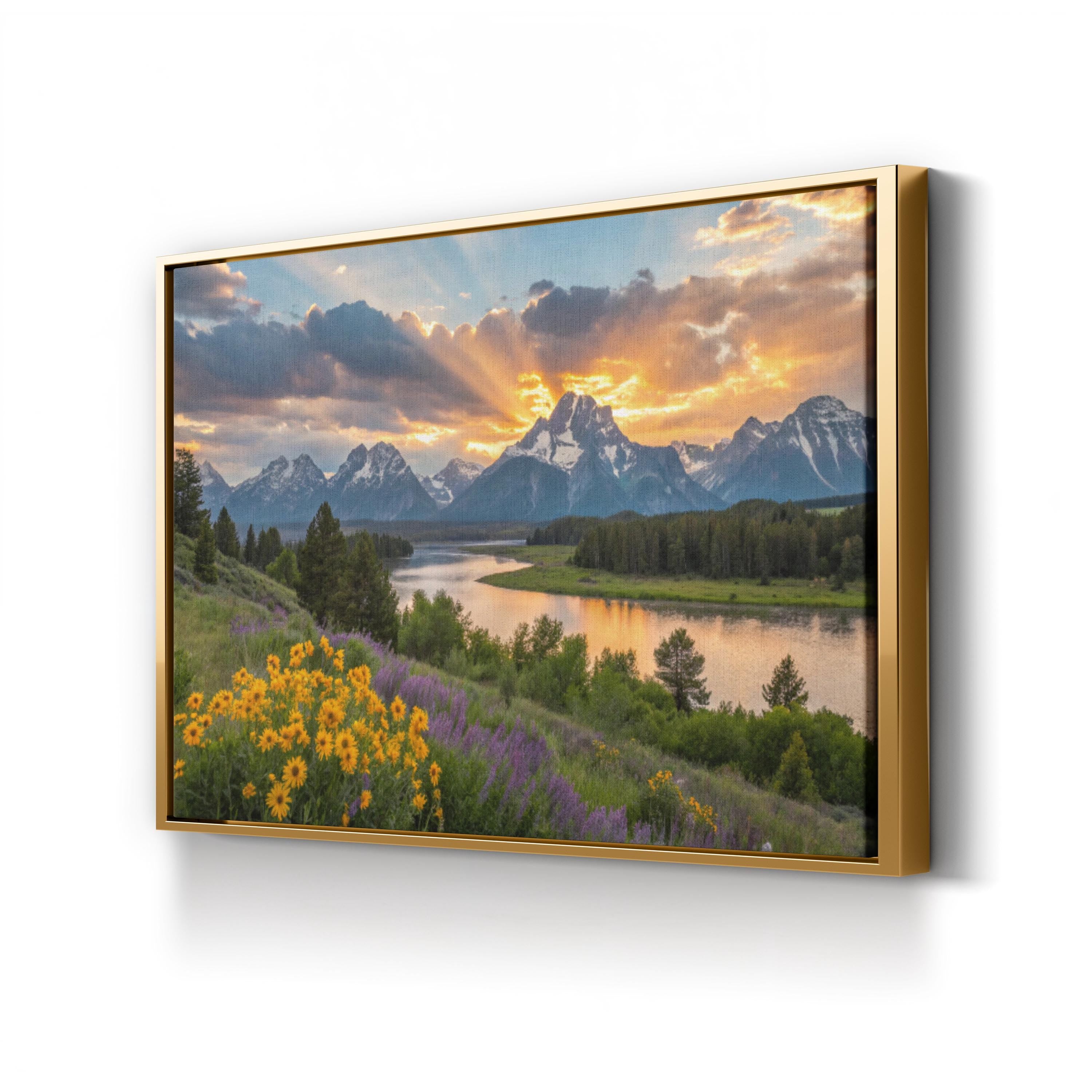 Grand Tetons Sunset Reflection – Vintage Photography Wall Art | Mountain Landscape Canvas Print