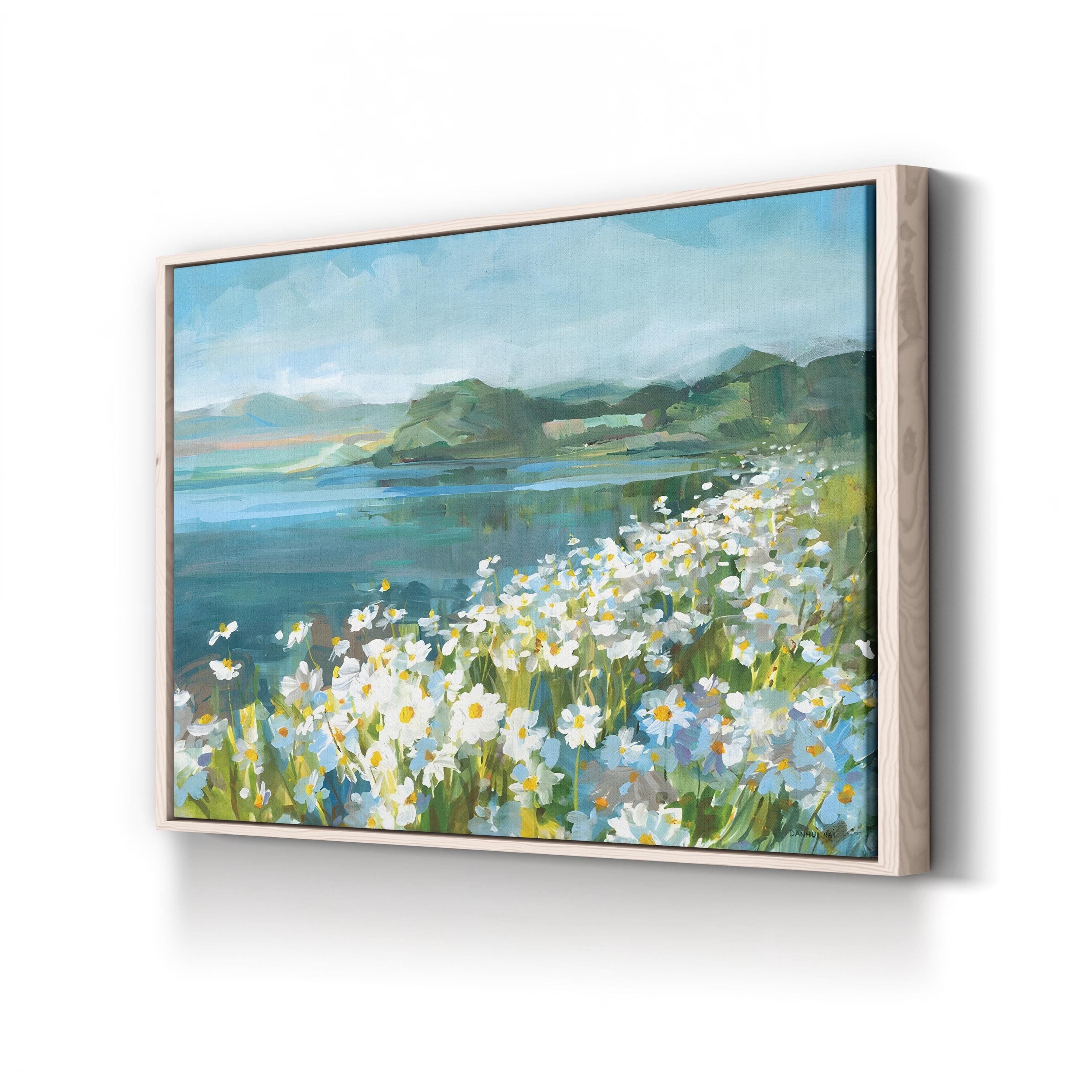 Wild Daisy Bay Wall Art by Danhui Nai – Serene Coastal Floral Landscape Canvas