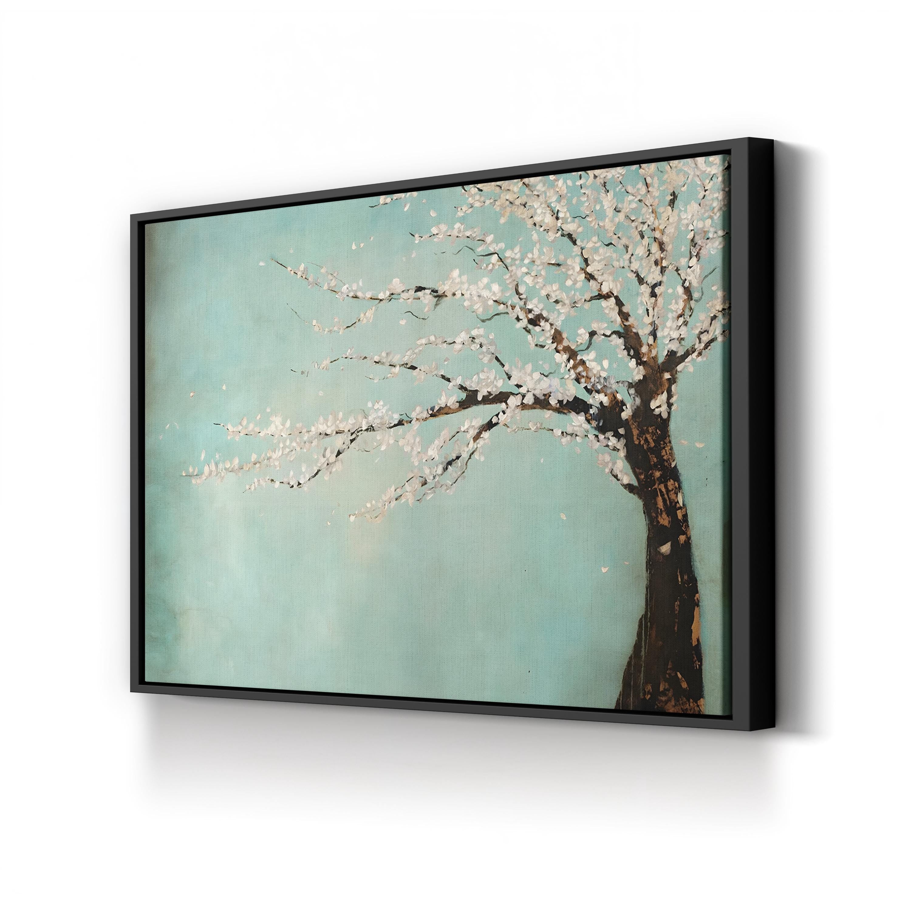 Windy Day Tree Under Blustery Sky – Period Illustration Wall Art | Expressive Nature Canvas Print