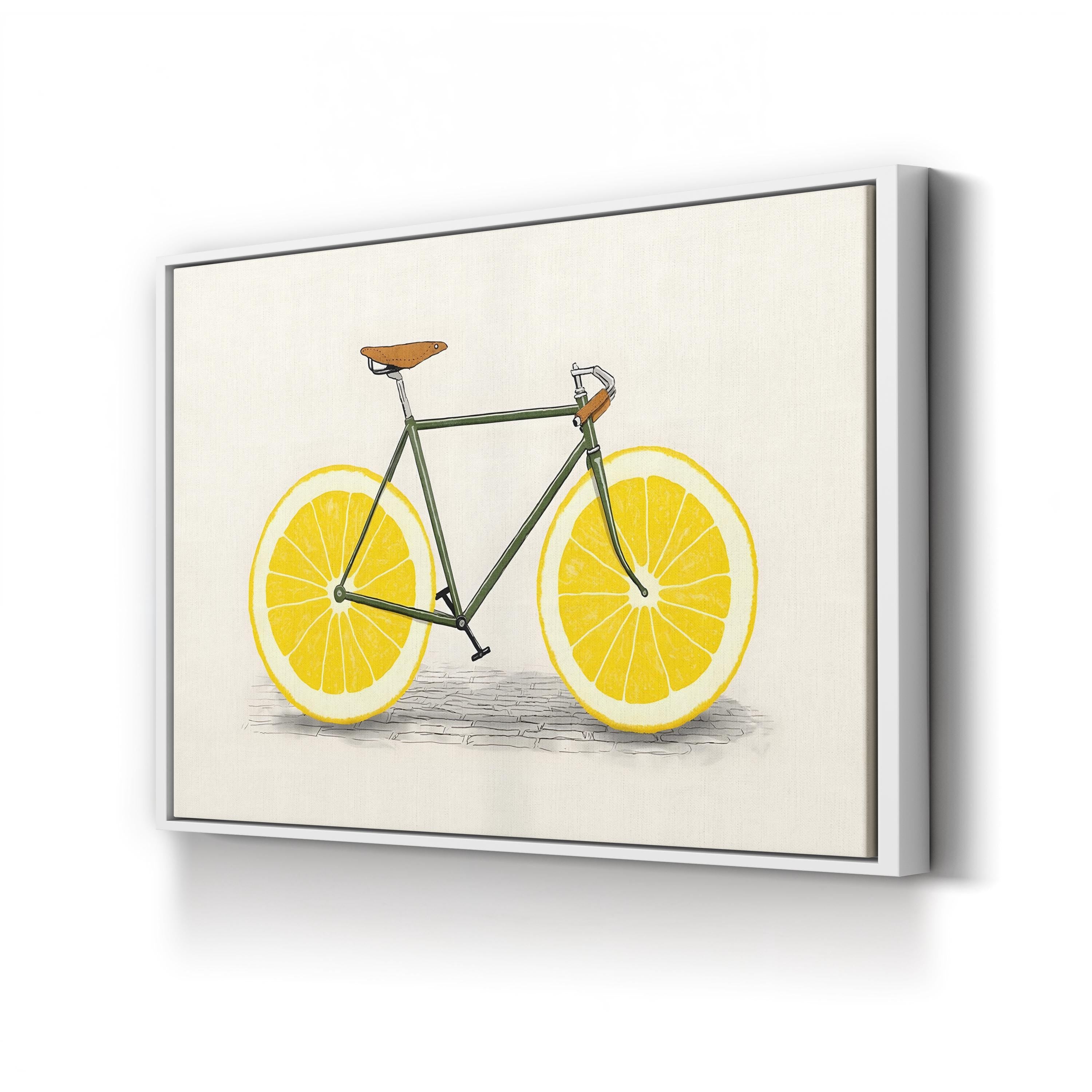 Zest – Contemporary Lemon Bicycle Illustration Wall Art by Florent Bodart