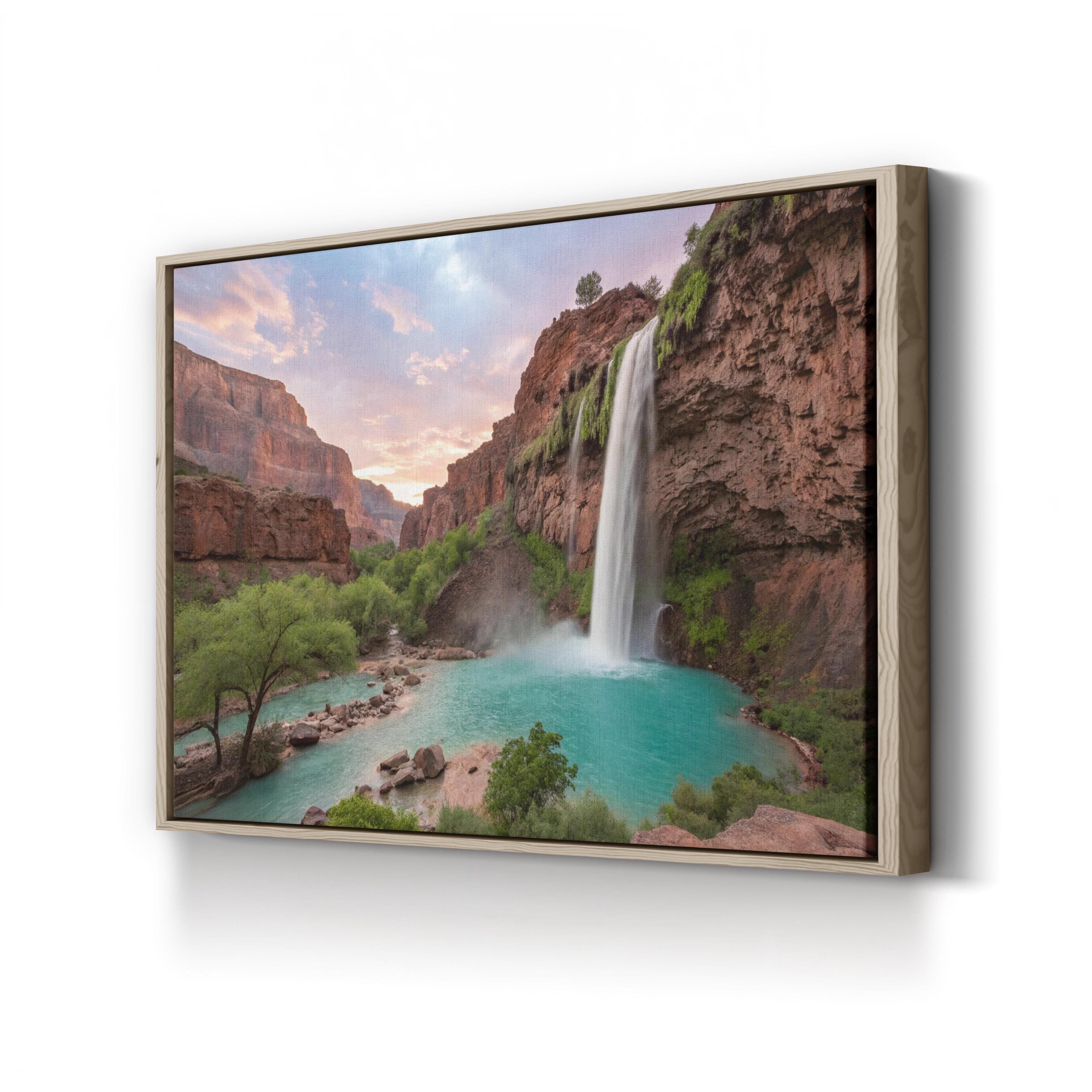 Havasu Falls Arizona – Vintage Photography Wall Art | Turquoise Waterfall Canvas Print