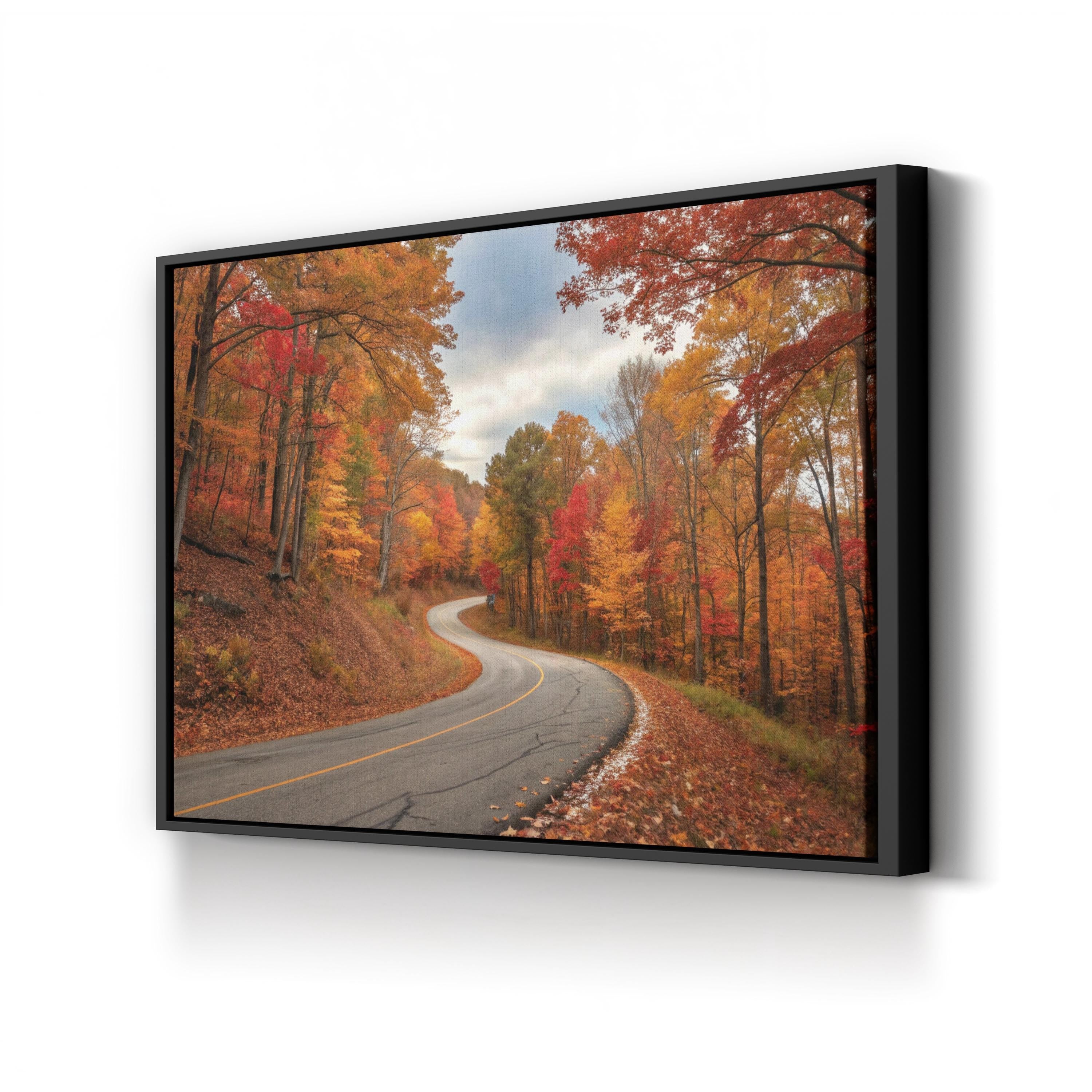Hocking Hills Fall Foliage Road – Vintage Photography Wall Art | Autumn Landscape Canvas Print