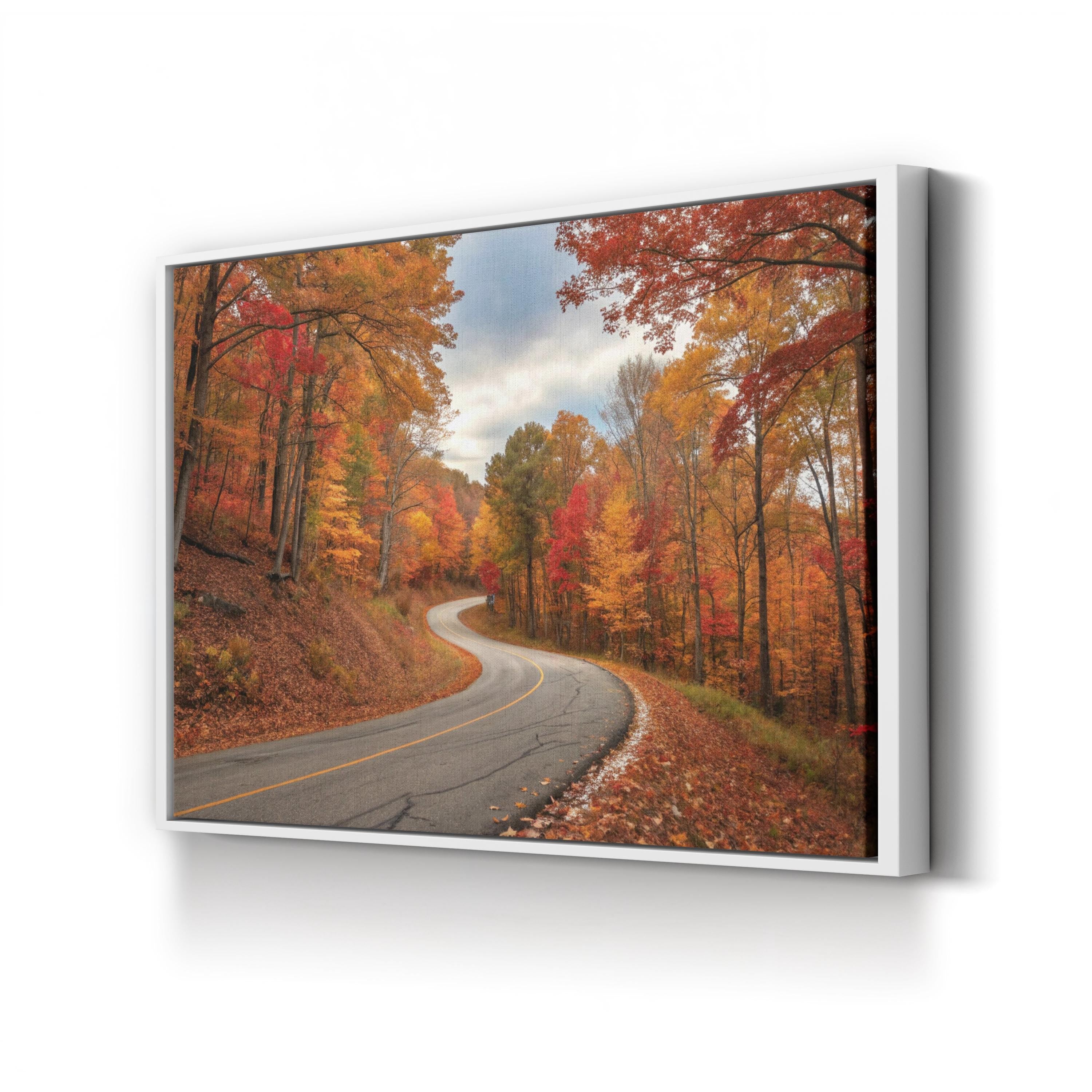 Hocking Hills Fall Foliage Road – Vintage Photography Wall Art | Autumn Landscape Canvas Print