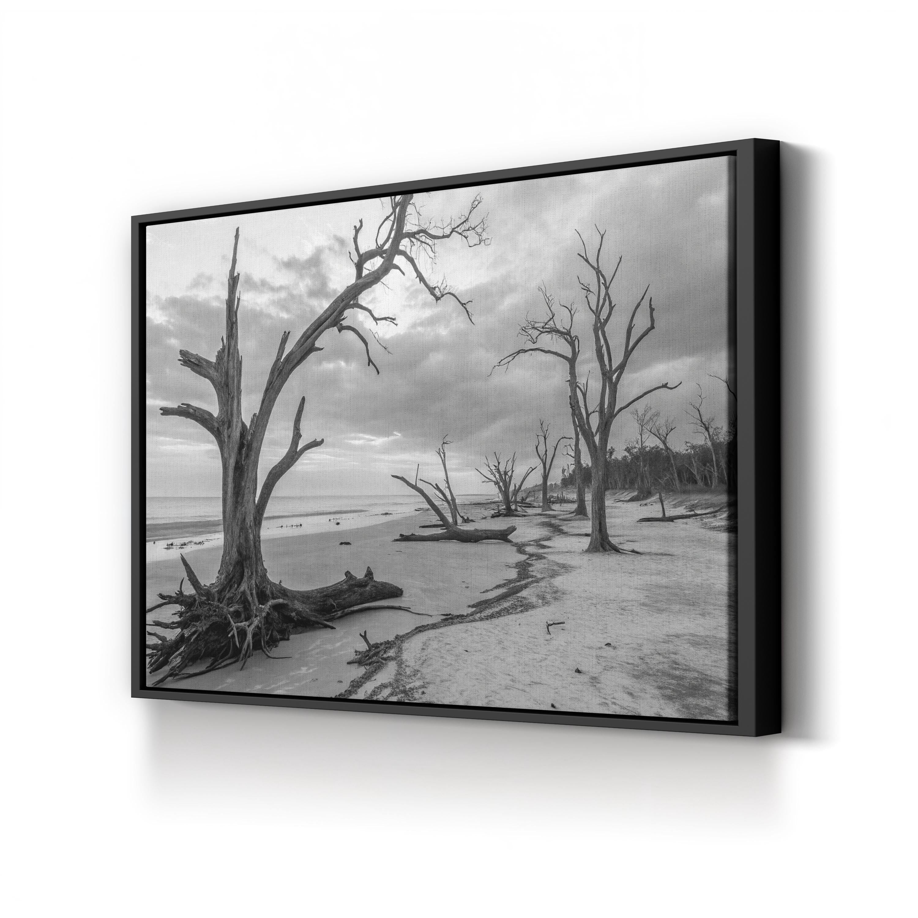 Jekyll Island Beach – Vintage Photography Wall Art | Black & White Coastal Canvas Print