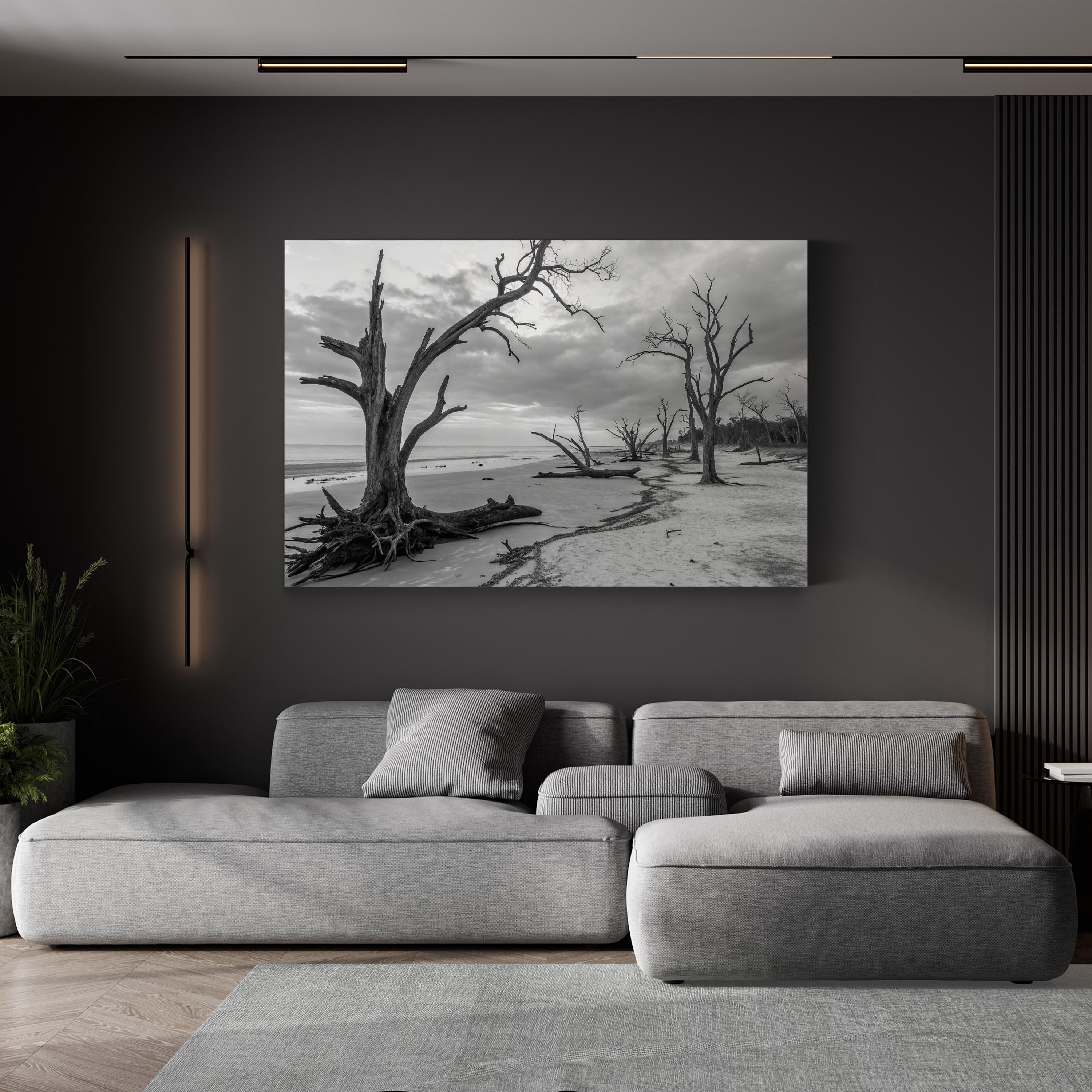 Jekyll Island Beach – Vintage Photography Wall Art | Black & White Coastal Canvas Print