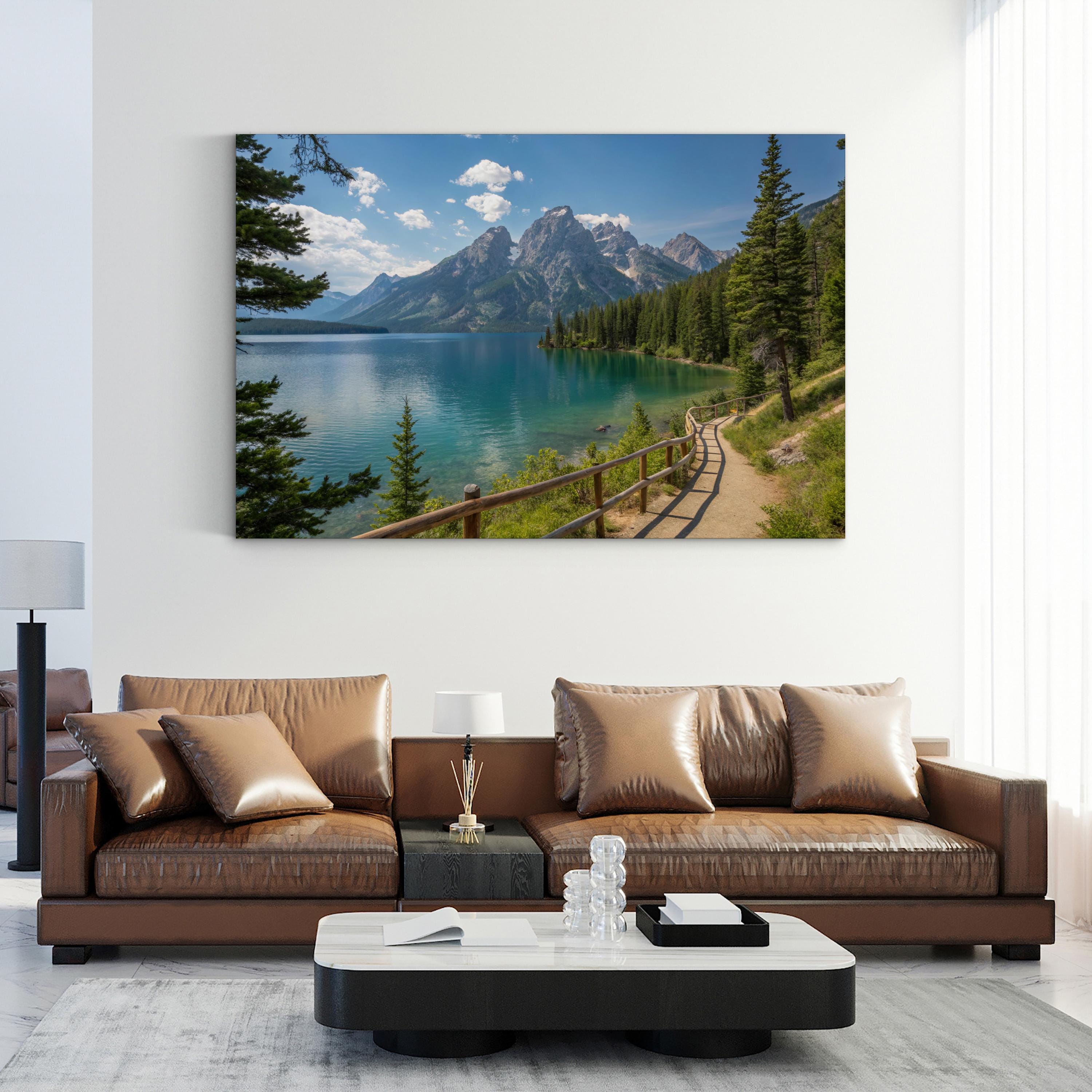 Jenny Lake Mountain Wall Art – Serene Alpine Landscape Canvas Print