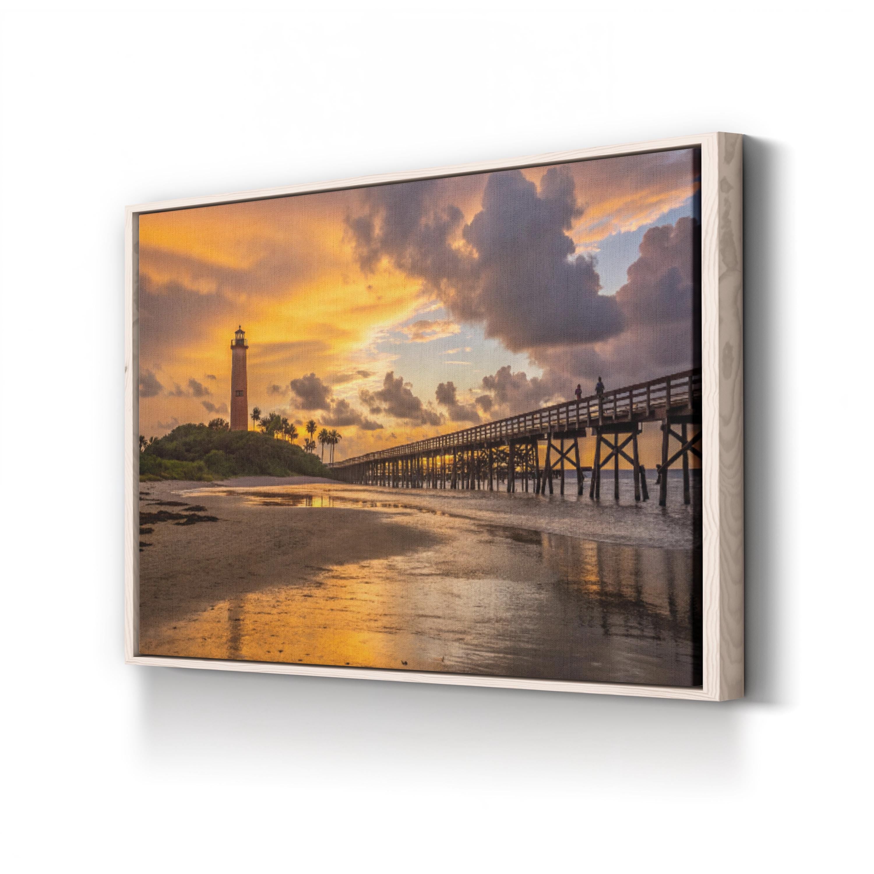 Jupiter Florida Pier Sunset Canvas Art – Coastal Seascape Print