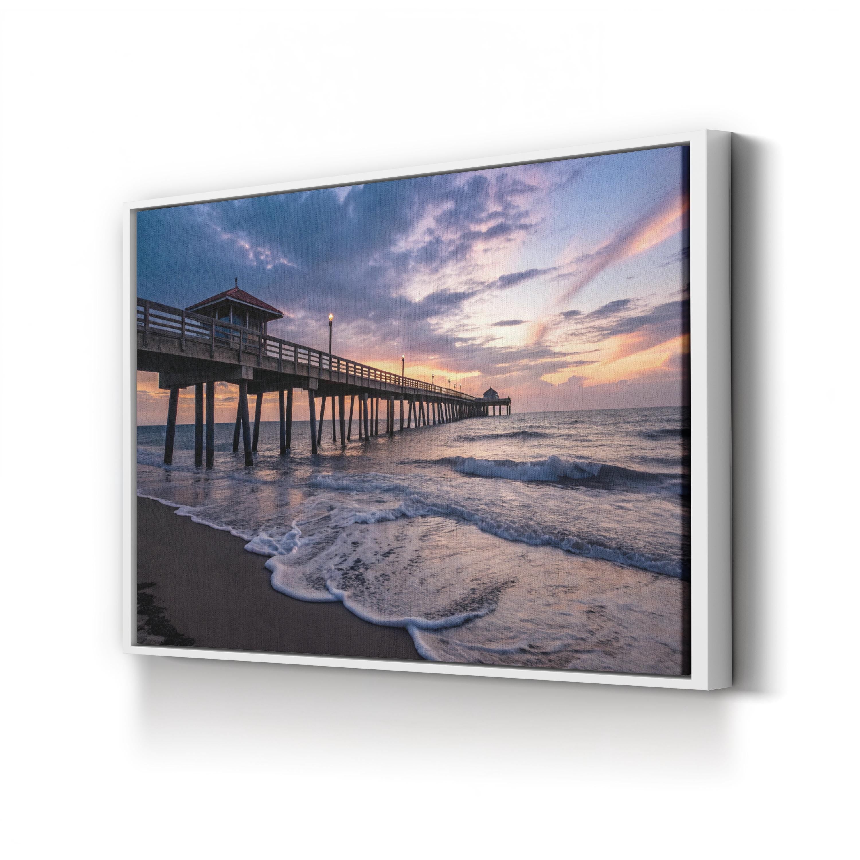 Juno Beach Pier Sunset Canvas Art – Coastal Landscape Print