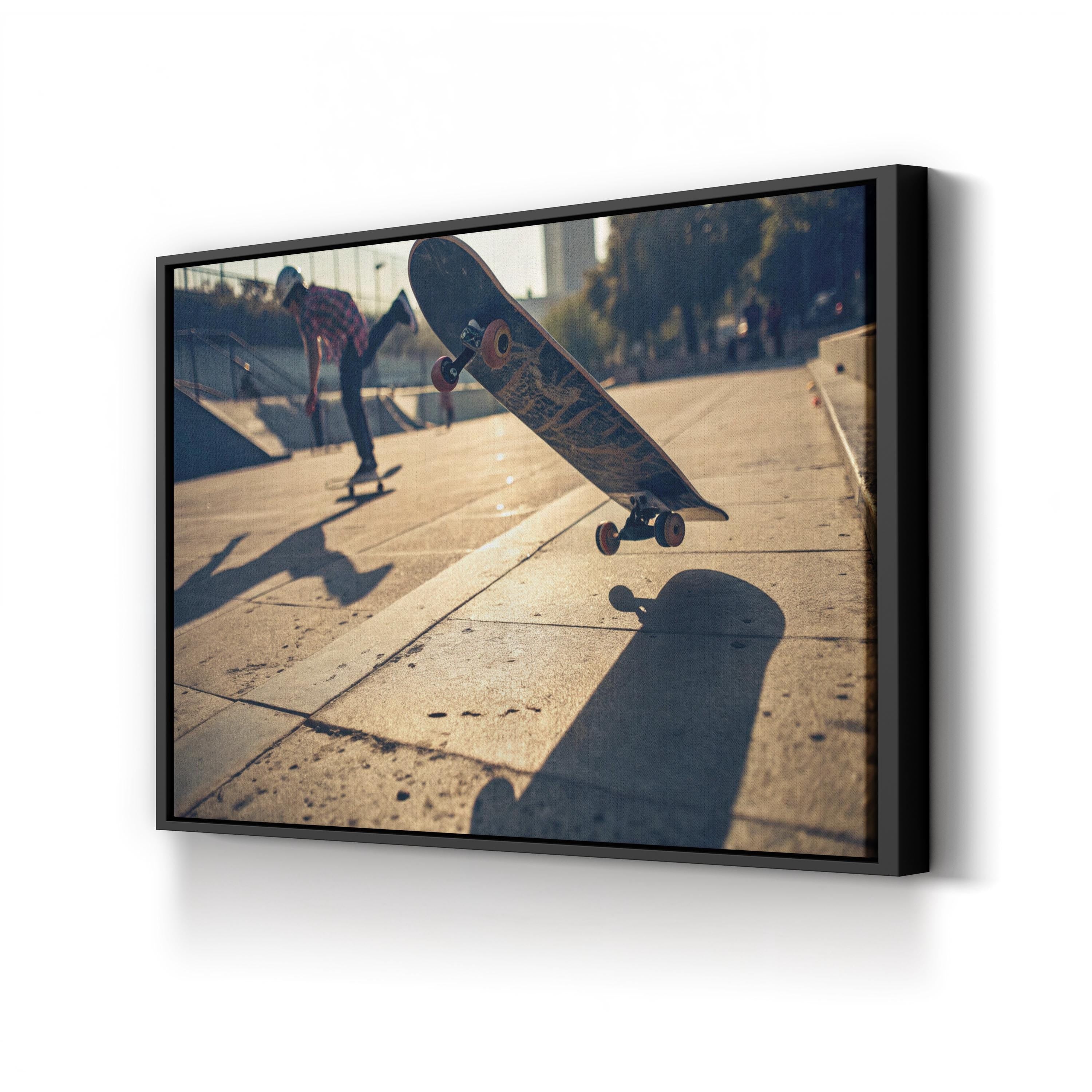 Kickflip Skateboarder – Vintage Photography Wall Art | Urban Street Canvas Print