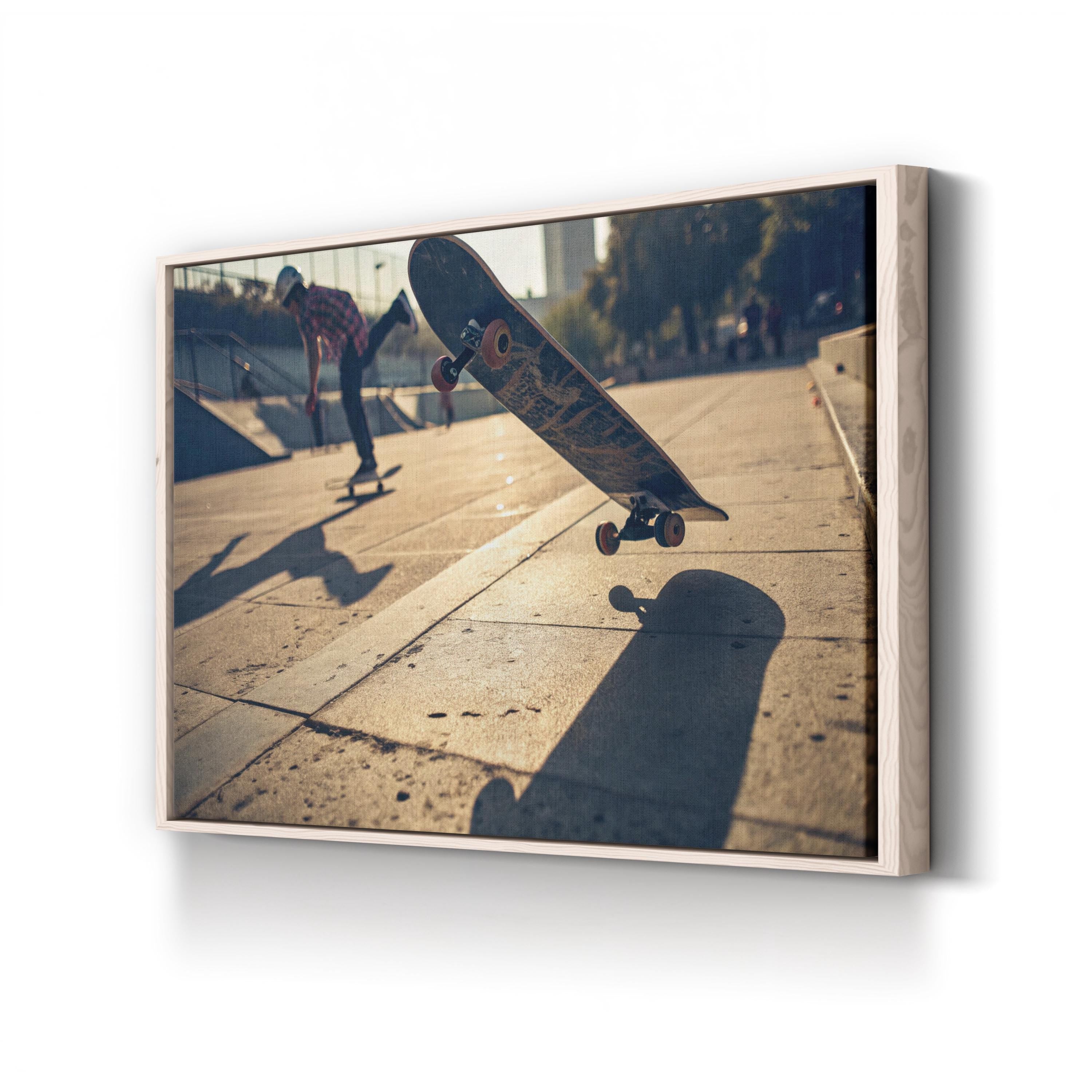 Kickflip Skateboarder – Vintage Photography Wall Art | Urban Street Canvas Print