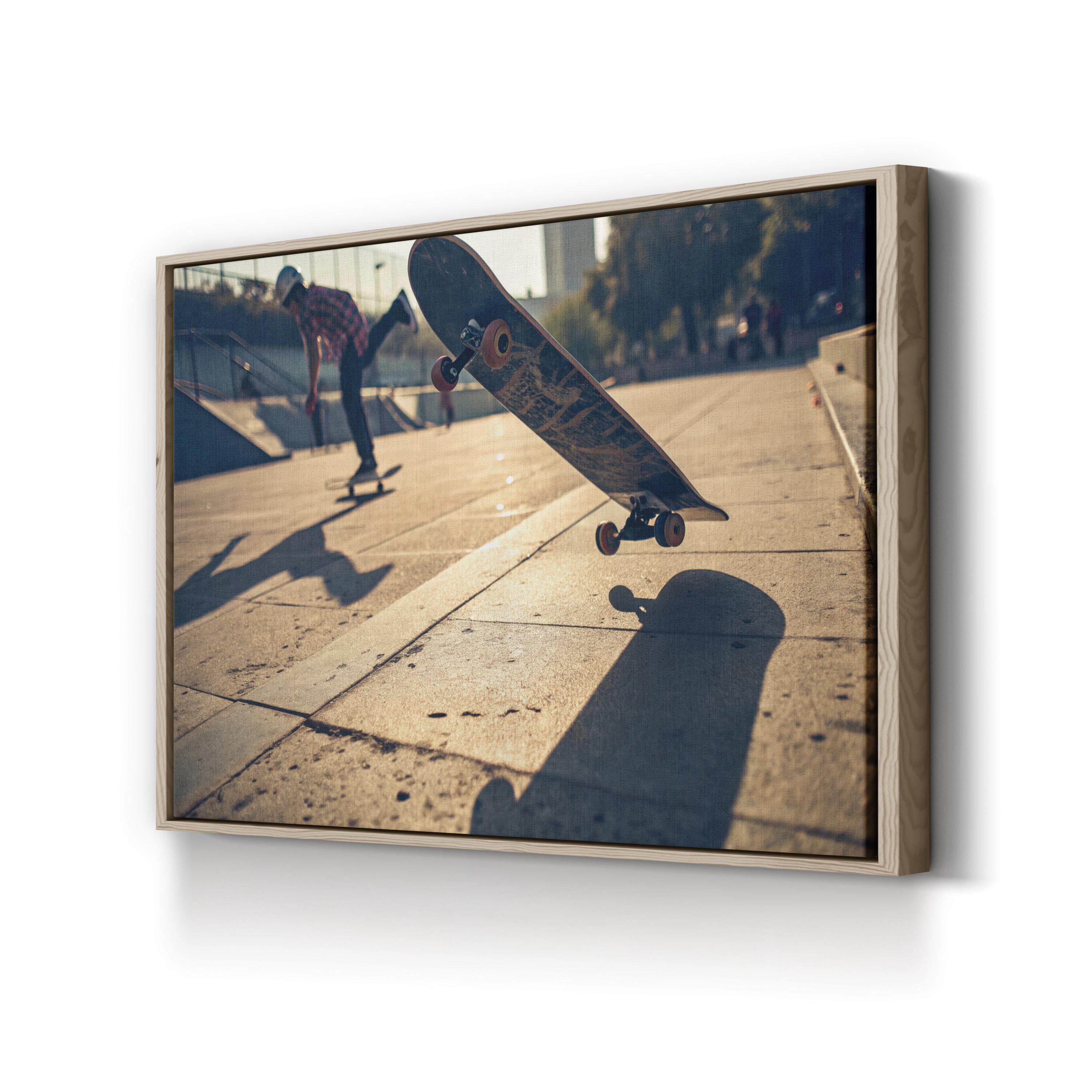 Kickflip Skateboarder – Vintage Photography Wall Art | Urban Street Canvas Print