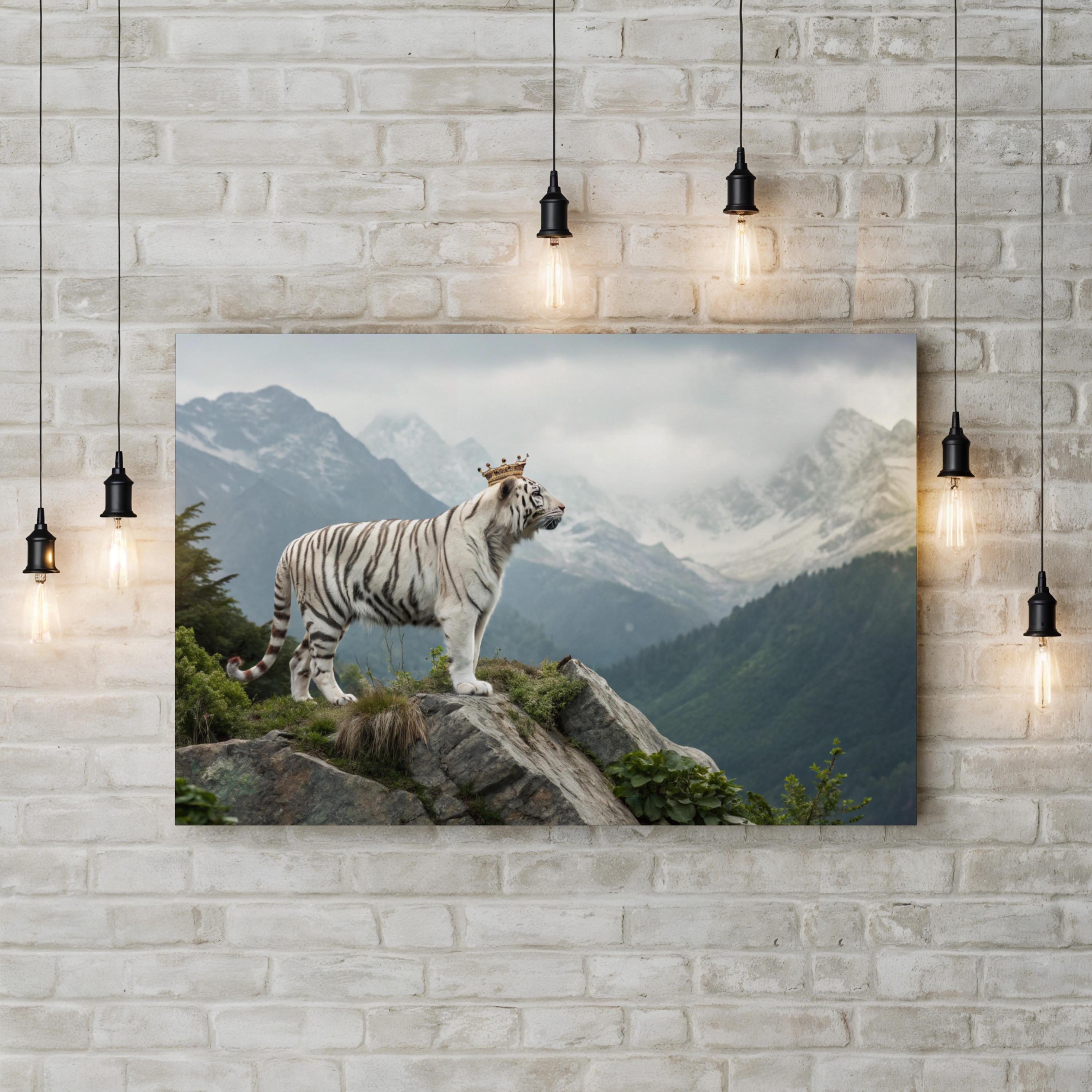 White Tiger – Vintage Photography Wall Art | Wildlife Portrait Canvas Print