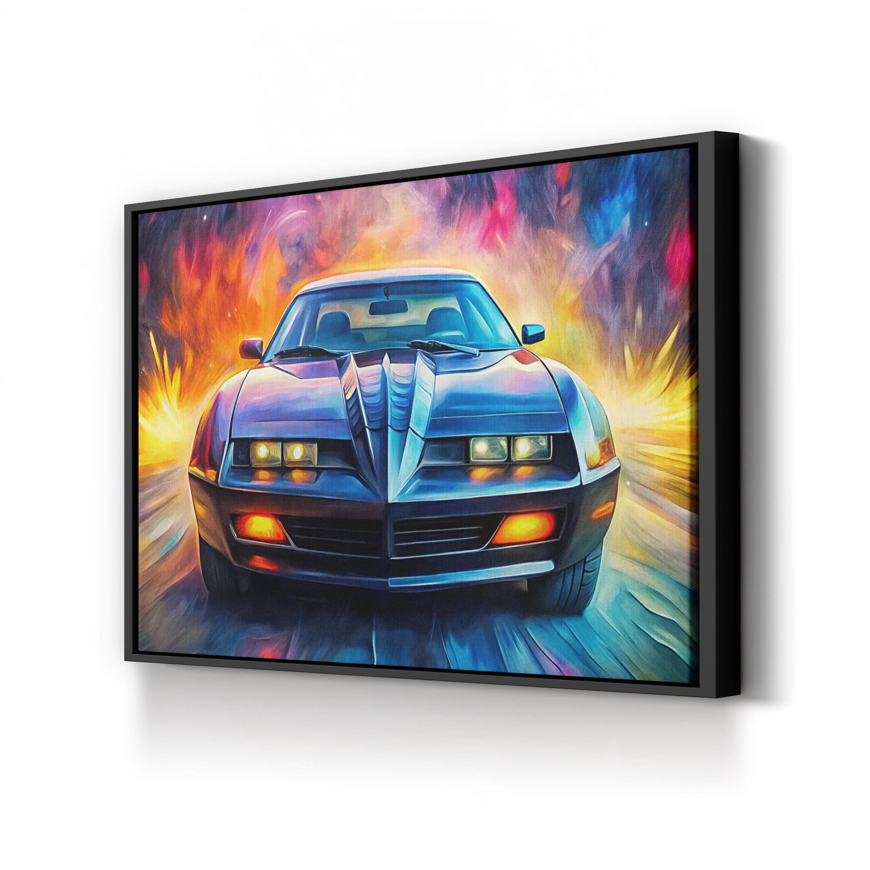 Knight Rider Retro 80s Car – Period Illustration Wall Art | Sports Car Canvas Print